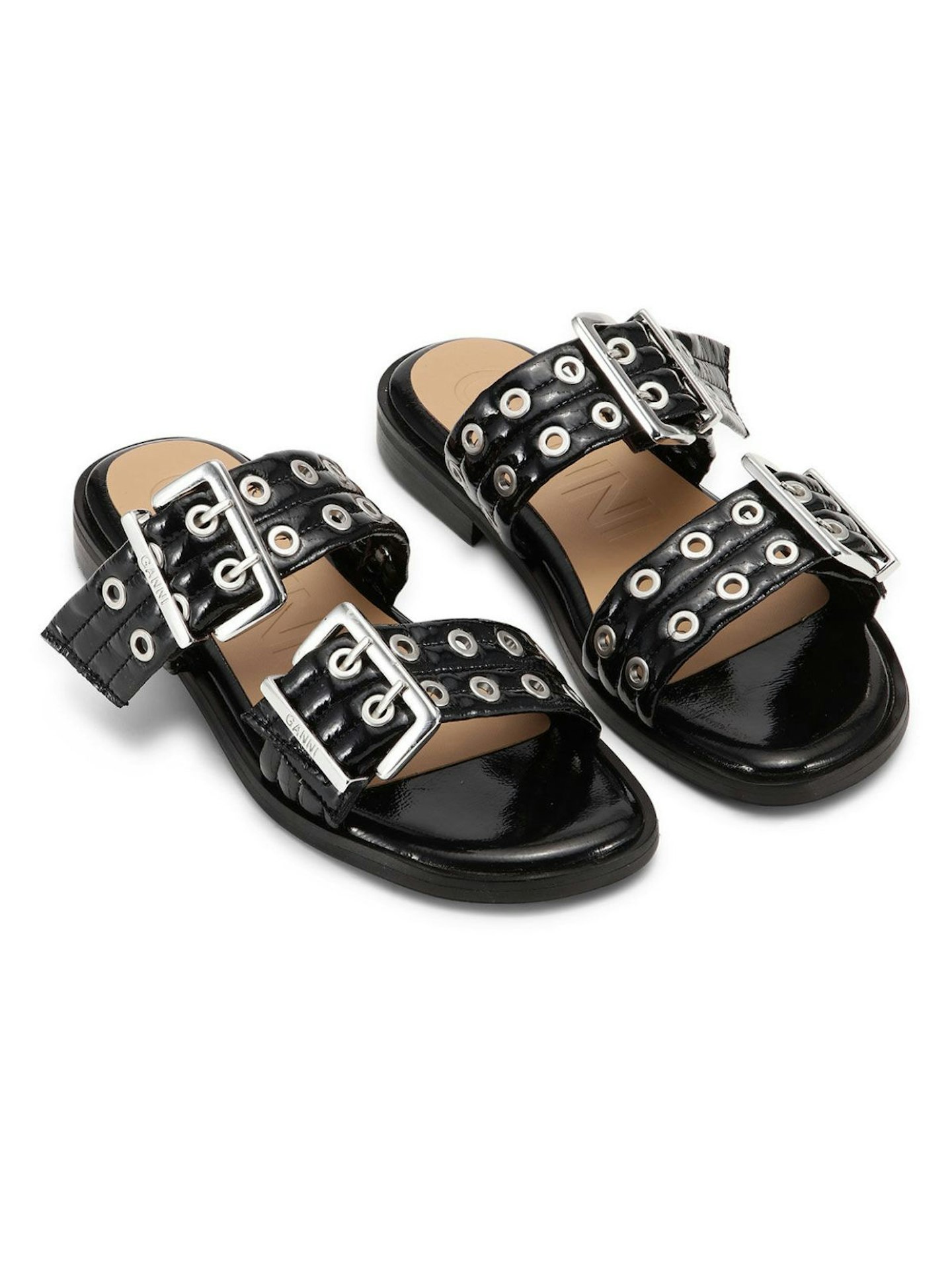 Feminine Buckle Two-Strap Sandals