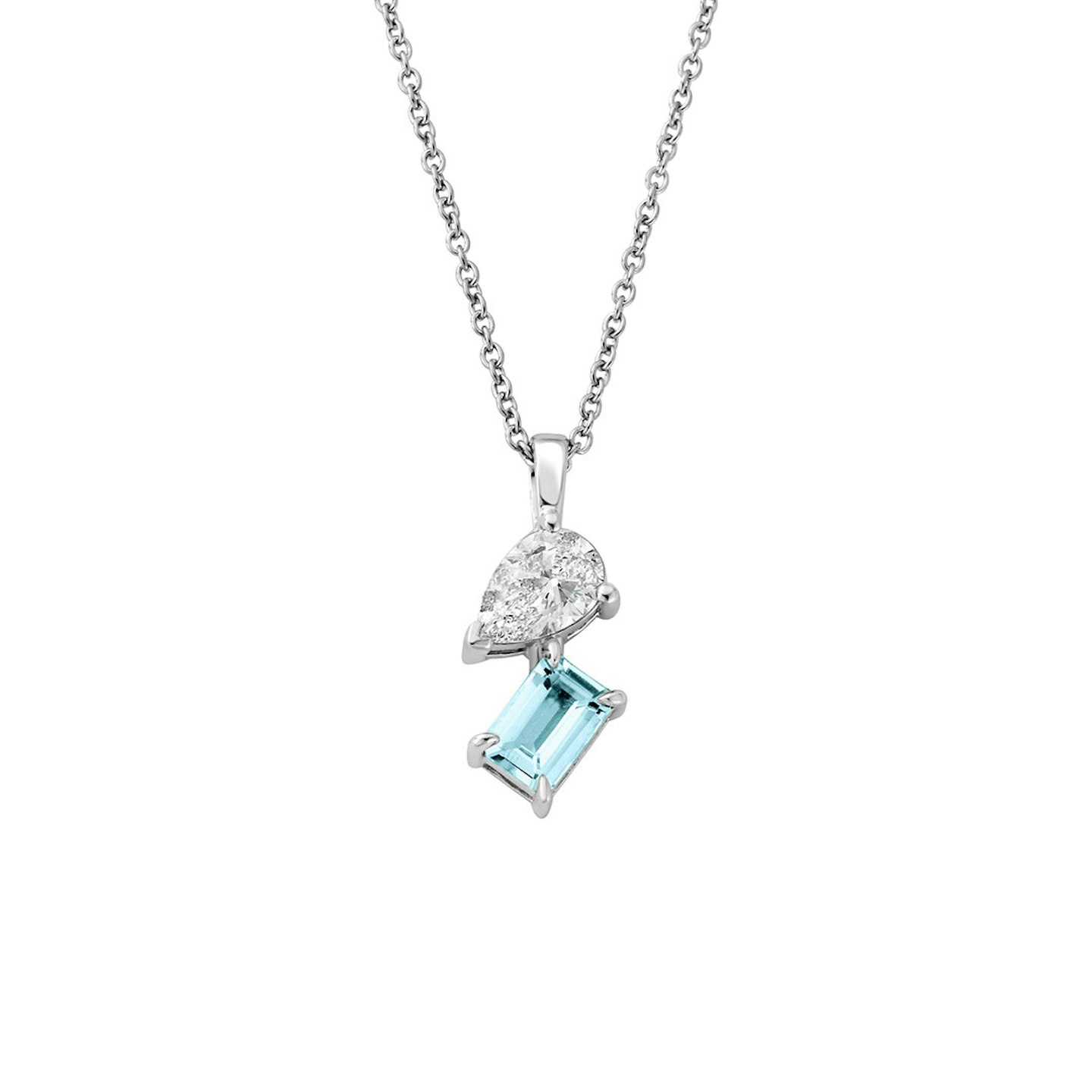 Ti a Fi White Gold Diamond and Aquamarine Pendant