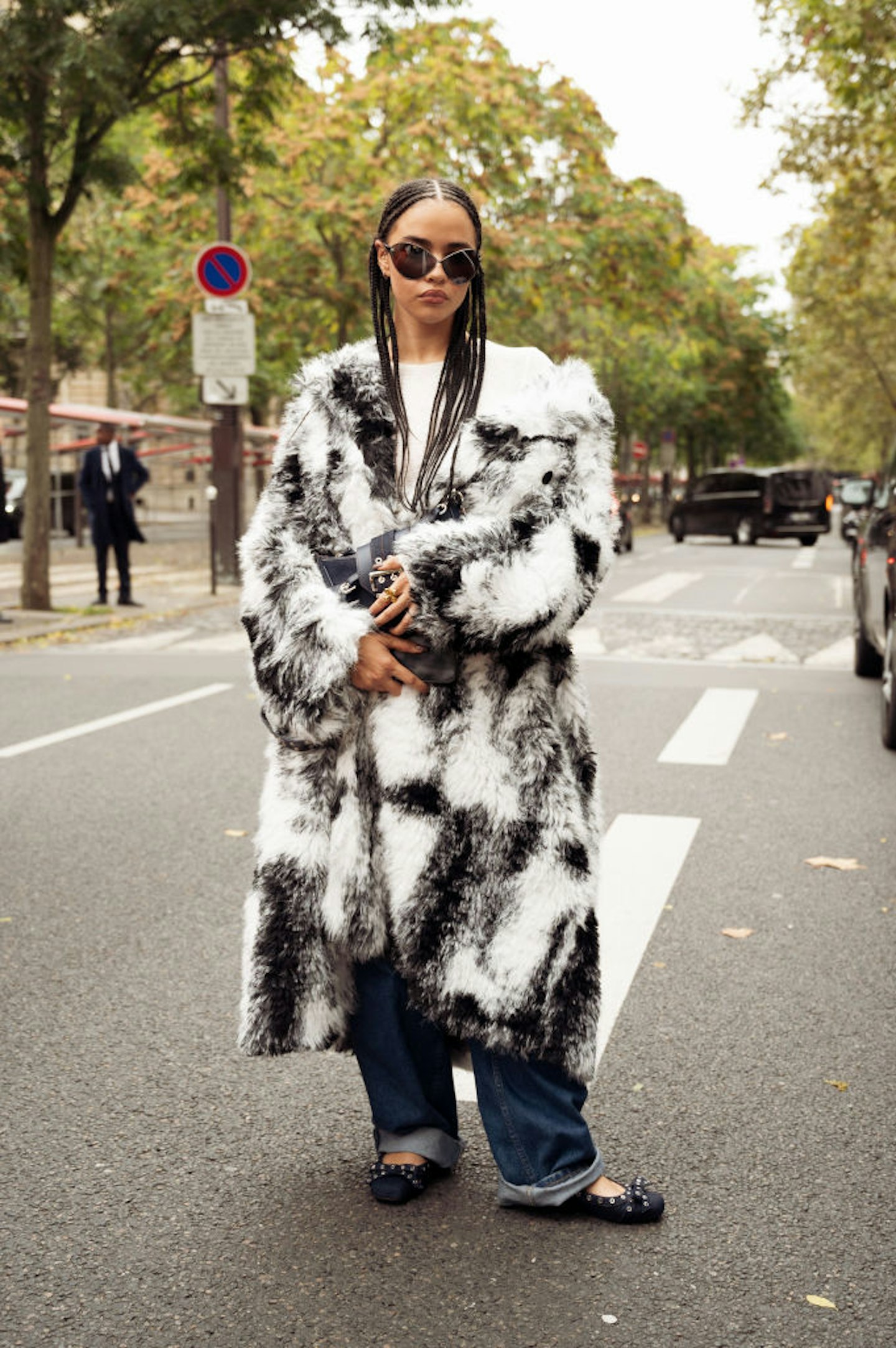 Ganni's faux fur coat at Paris Fashion Week