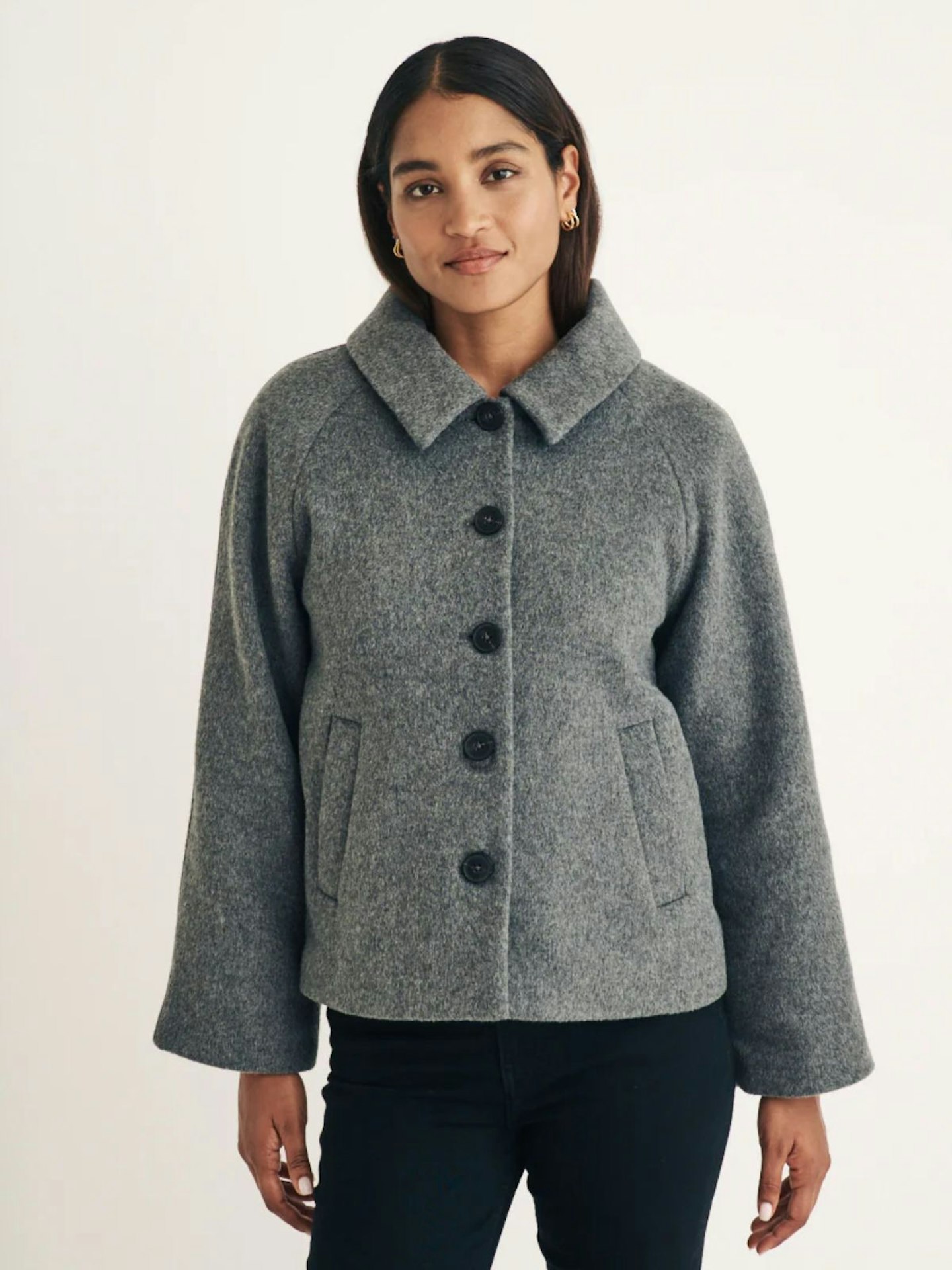 Grey Wool Cropped Jacket