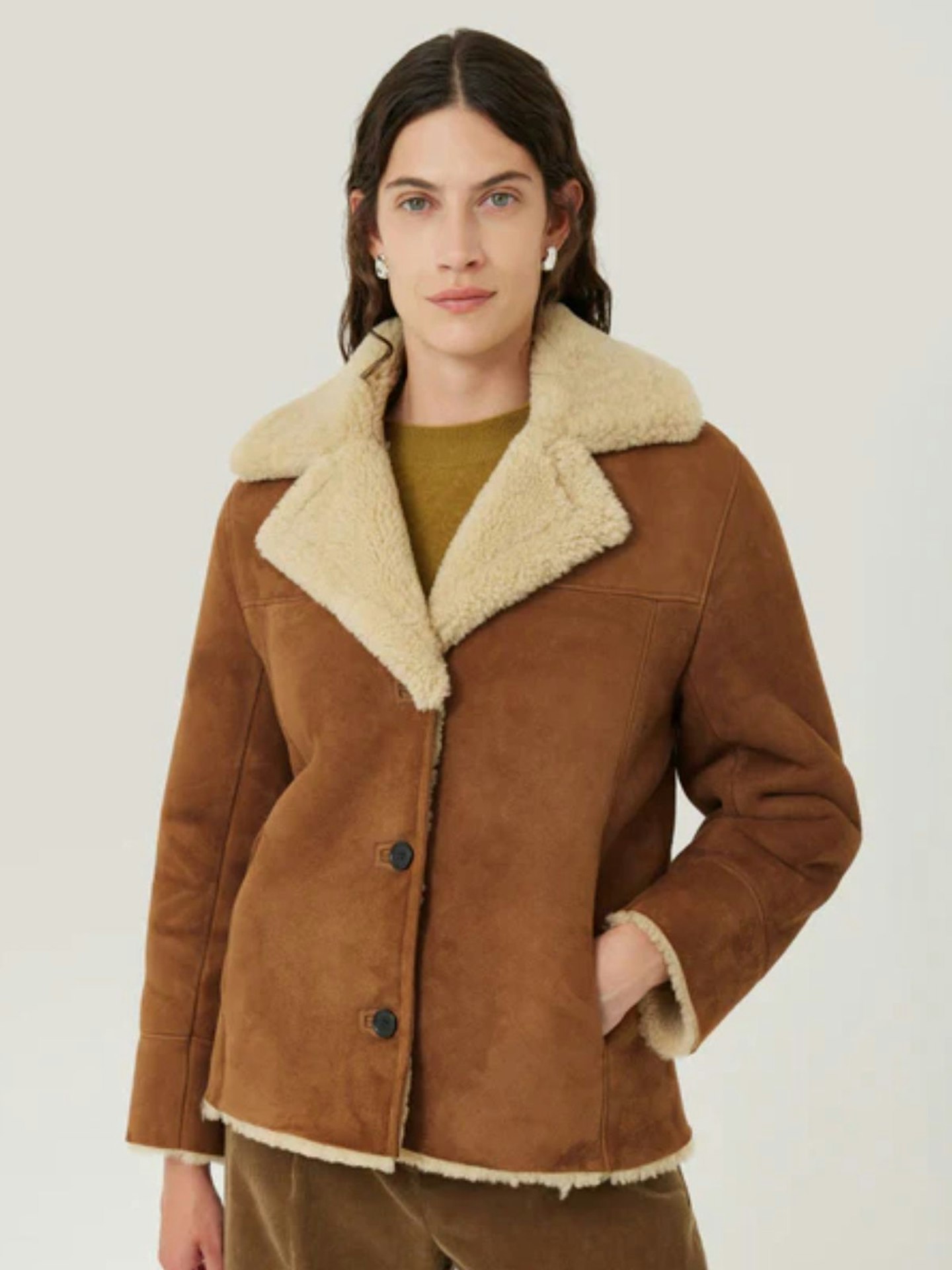 Jigsaw, Merino Shearling Leather Coat