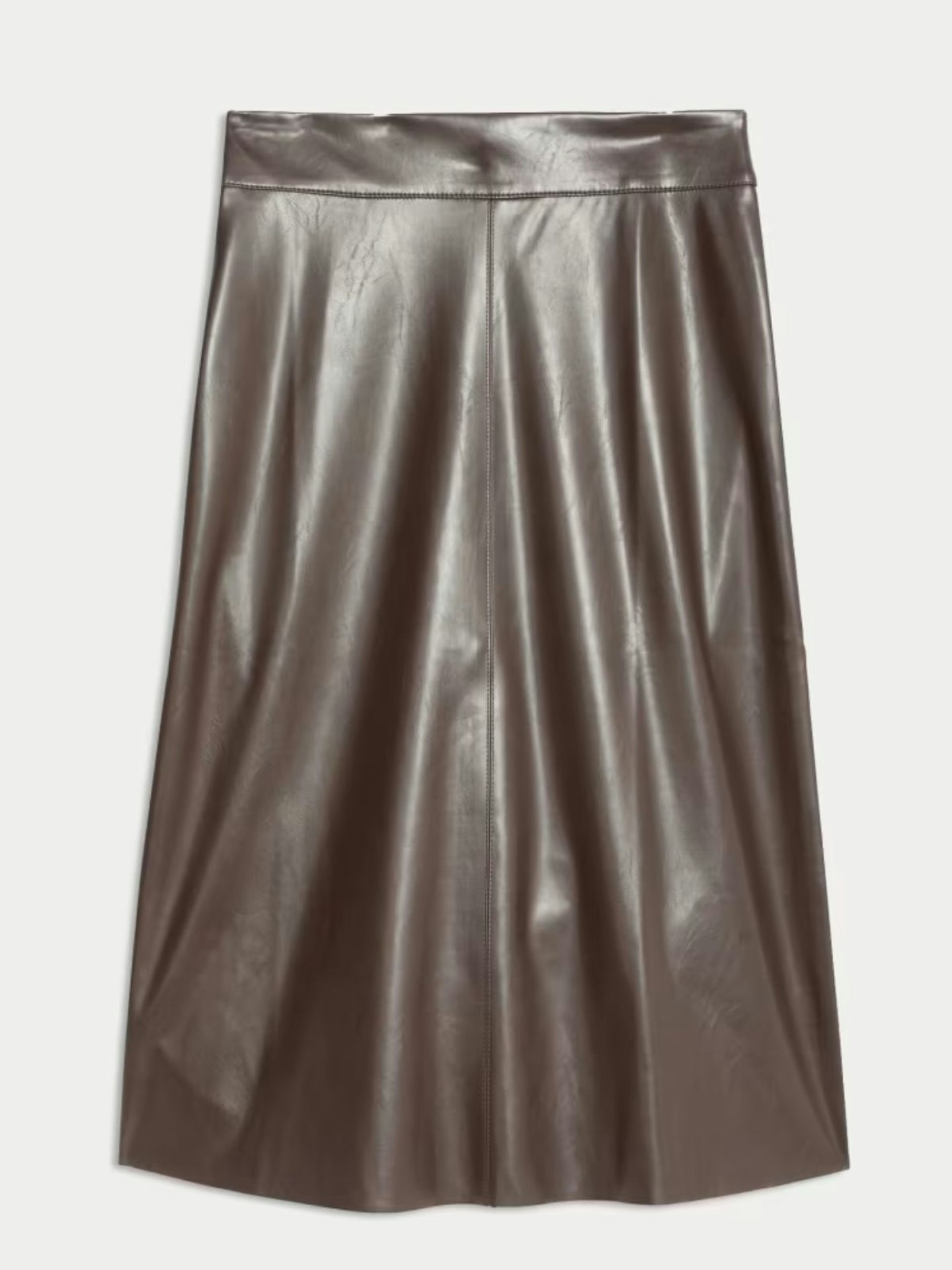 Leather Look Midi A-Line Skirt