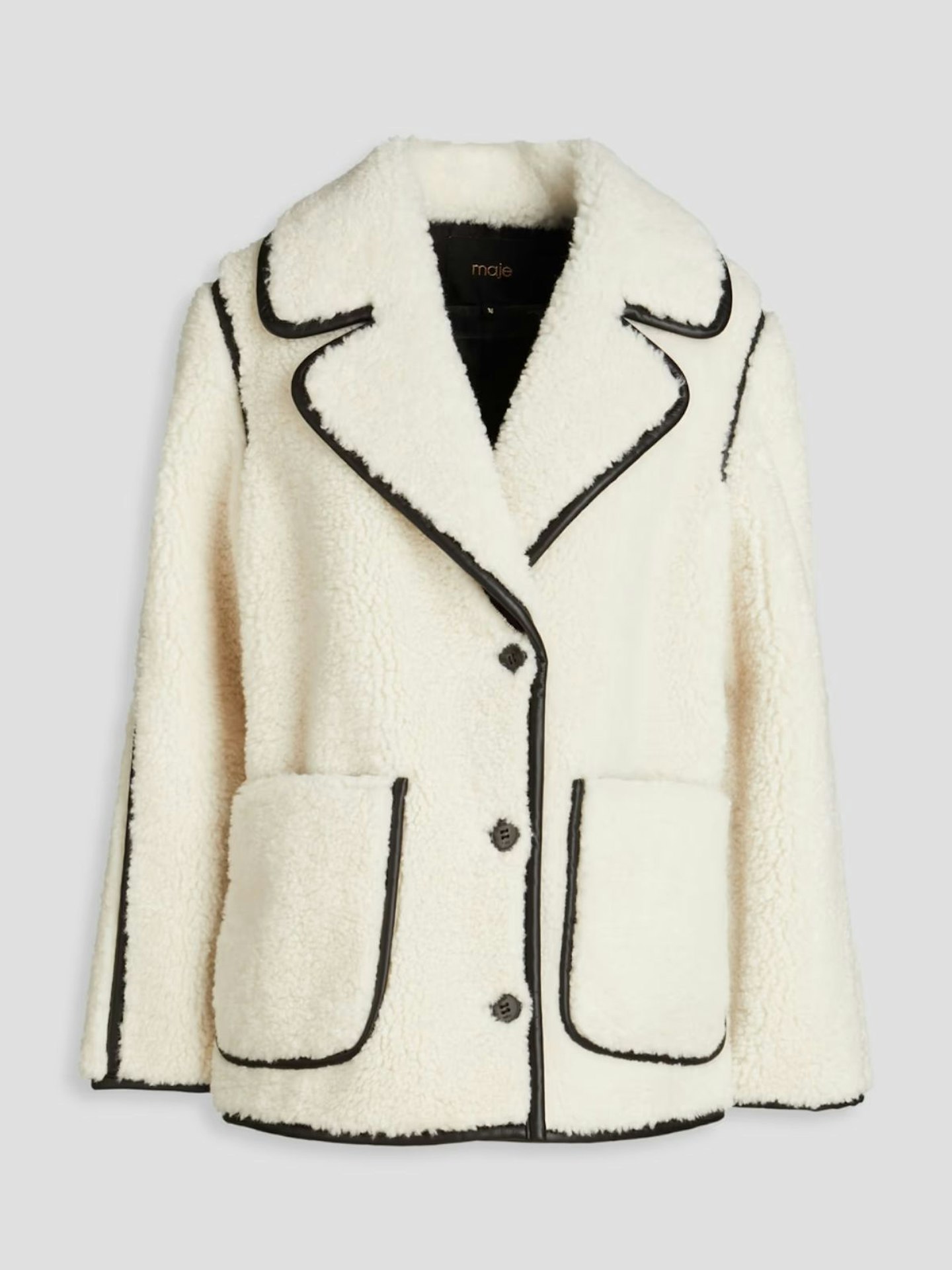 MAJE, Two-Tone Faux Shearling Coat