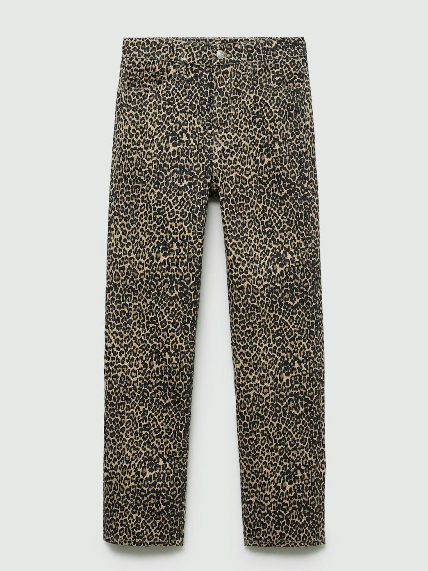 Mango, Leopard-Print Straight Jeans