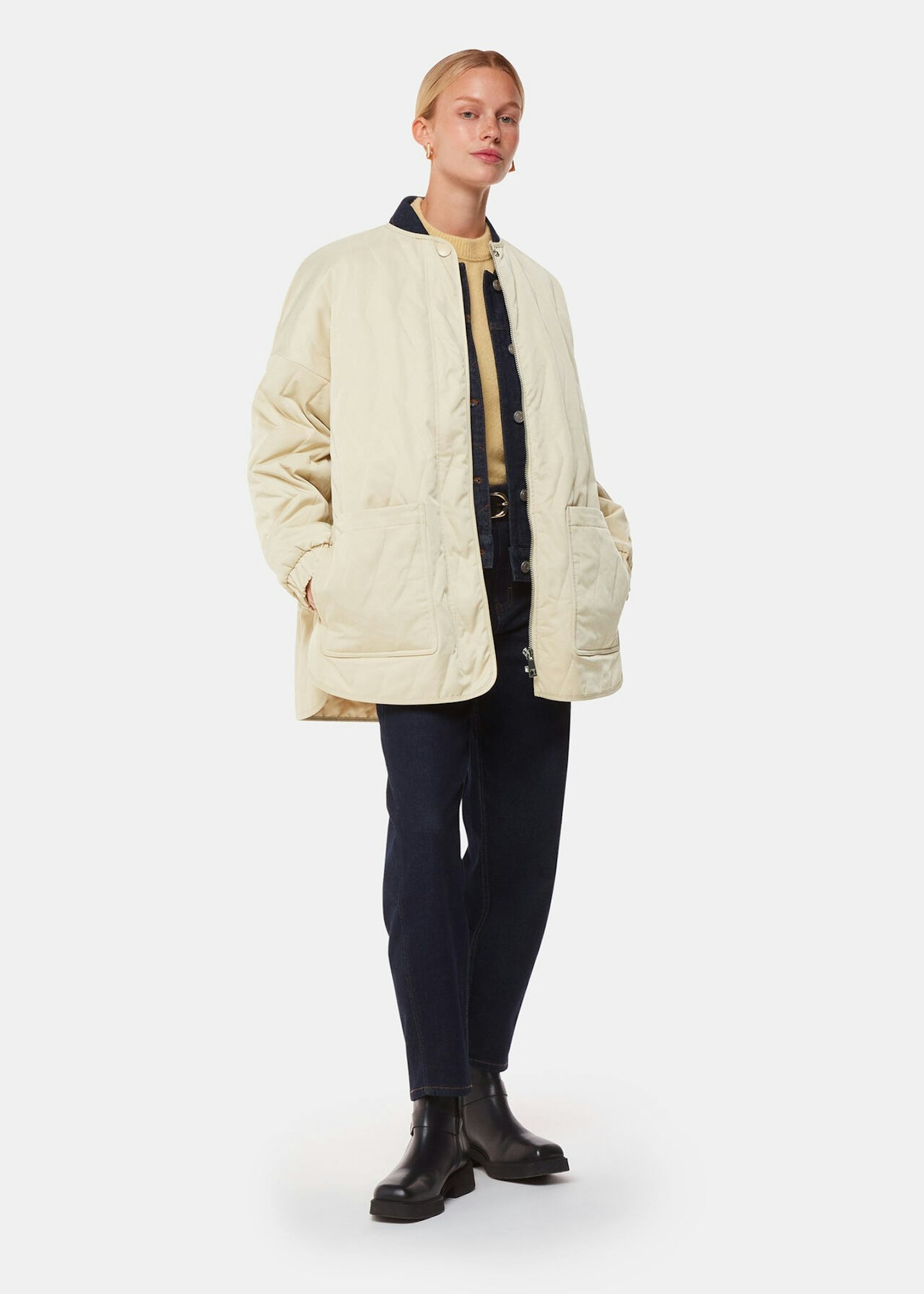 whistles quilted bomber coat