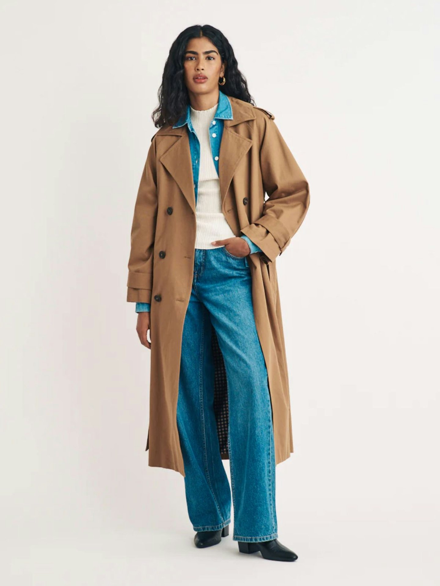 Brown Double Breasted Trench Coat