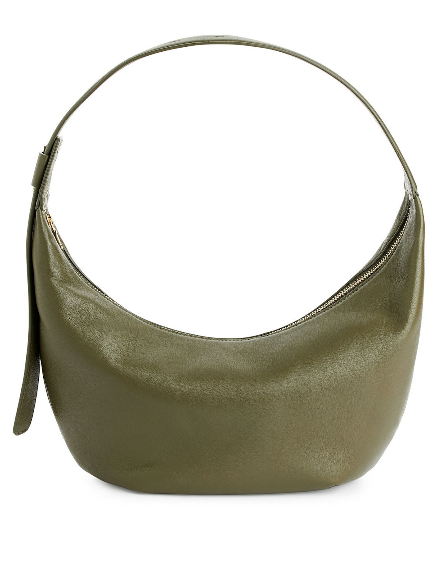 Arket, Mid Size Curved Round Shoulder Bag In Khaki