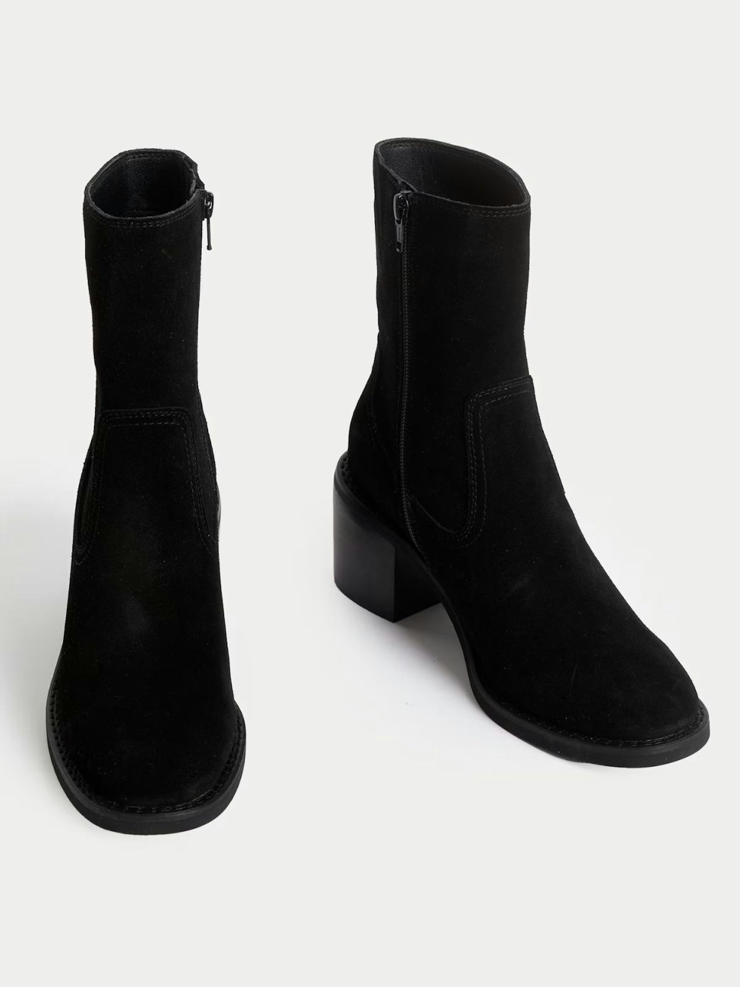 Suede Block Heel Sock Boots