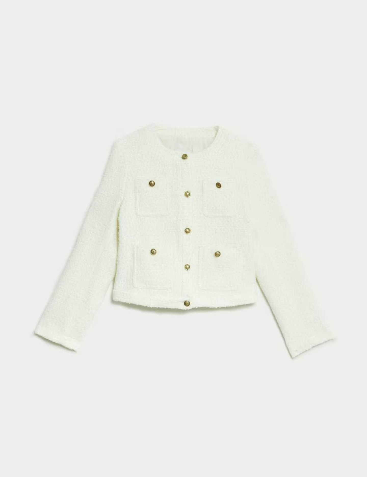 M&S Tweed Bouclé Jacket In Ivory