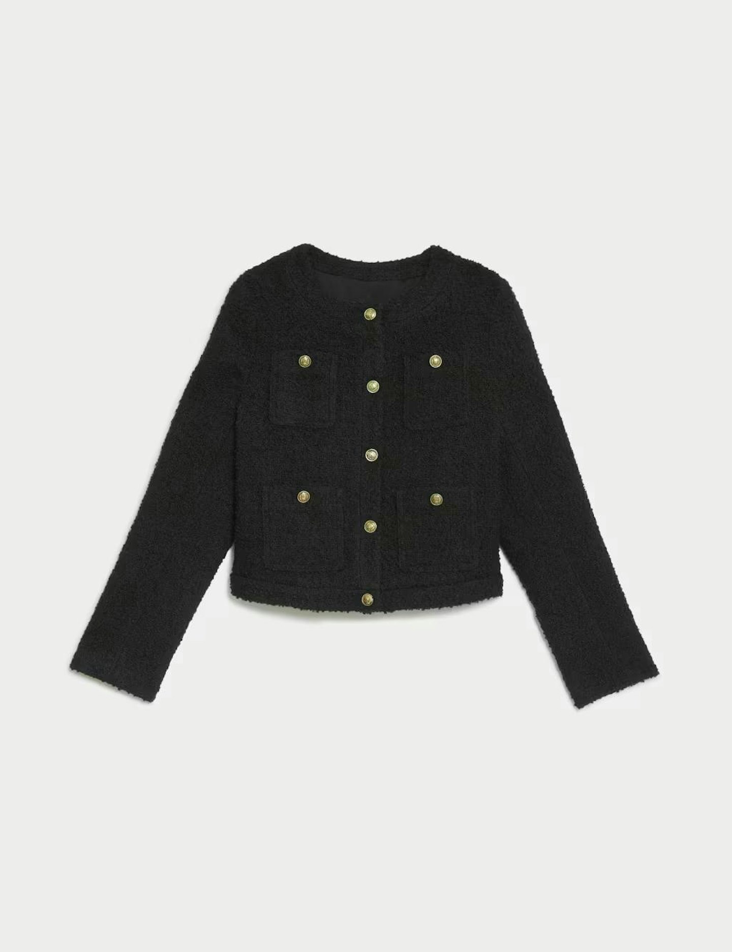 M&S Tweed Bouclé Jacket In Black