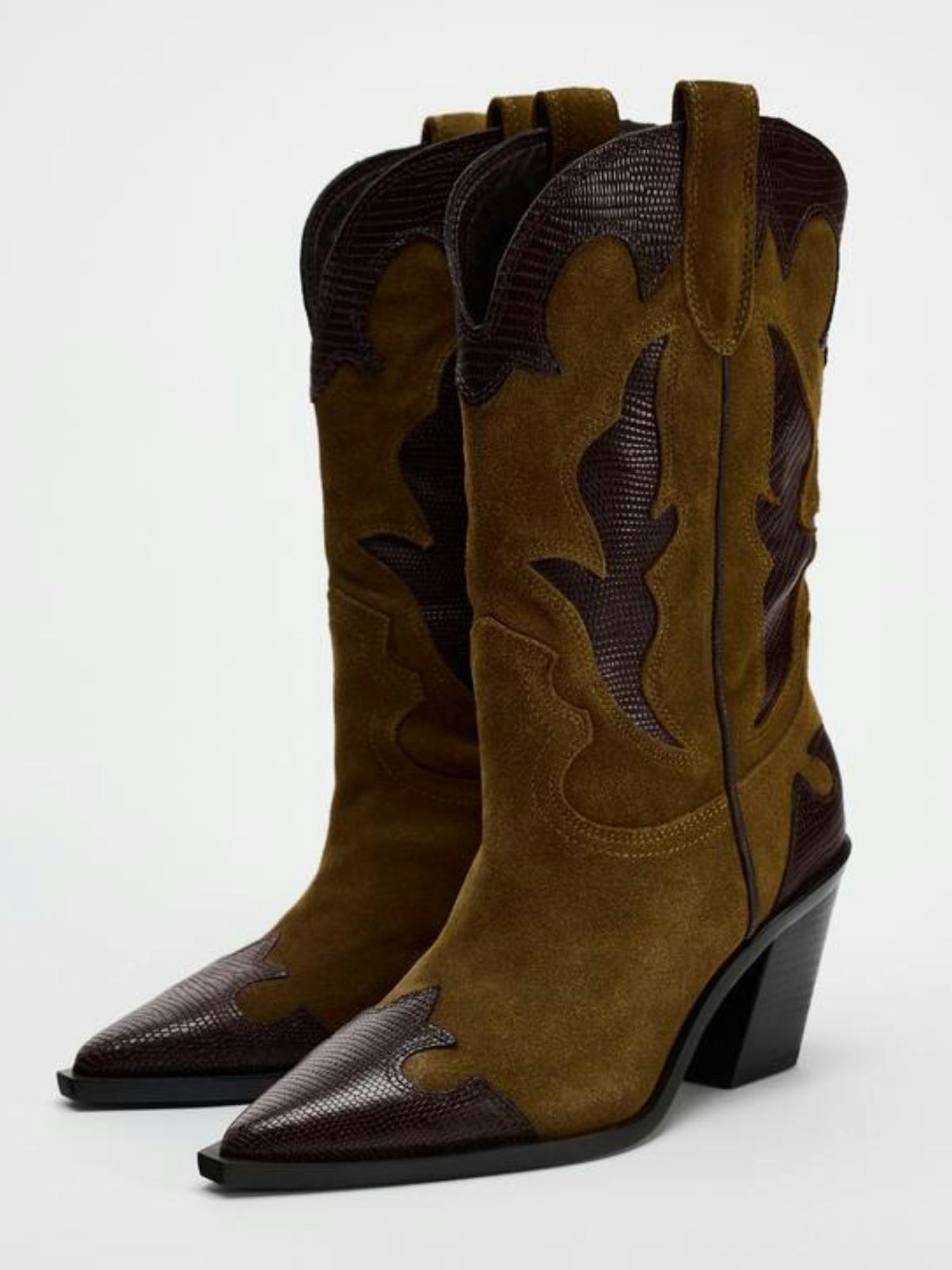 Zara, Combined Split Suede Heel Boots