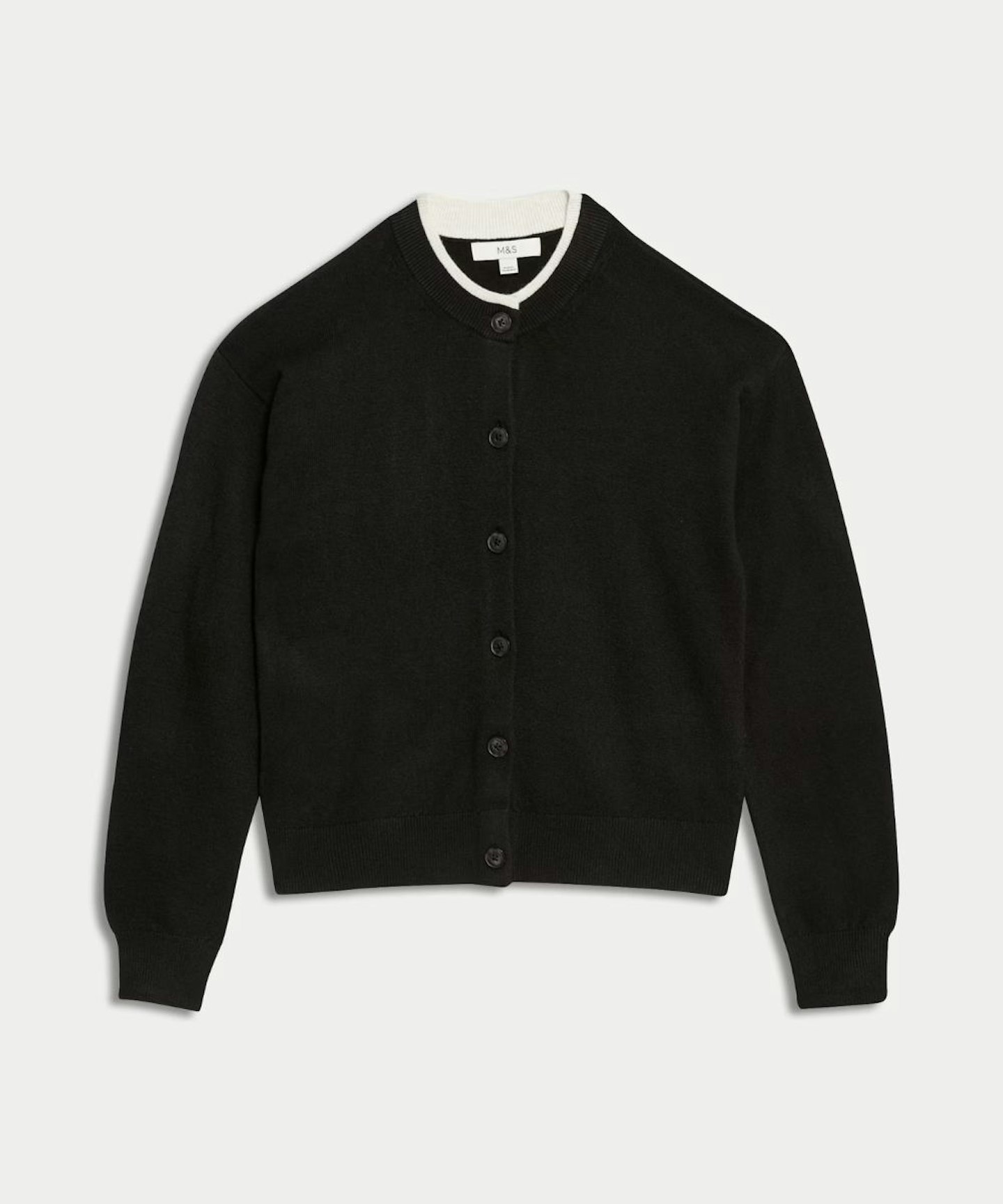 Air-Yarn Crew Neck Tipped Detail Cardigan