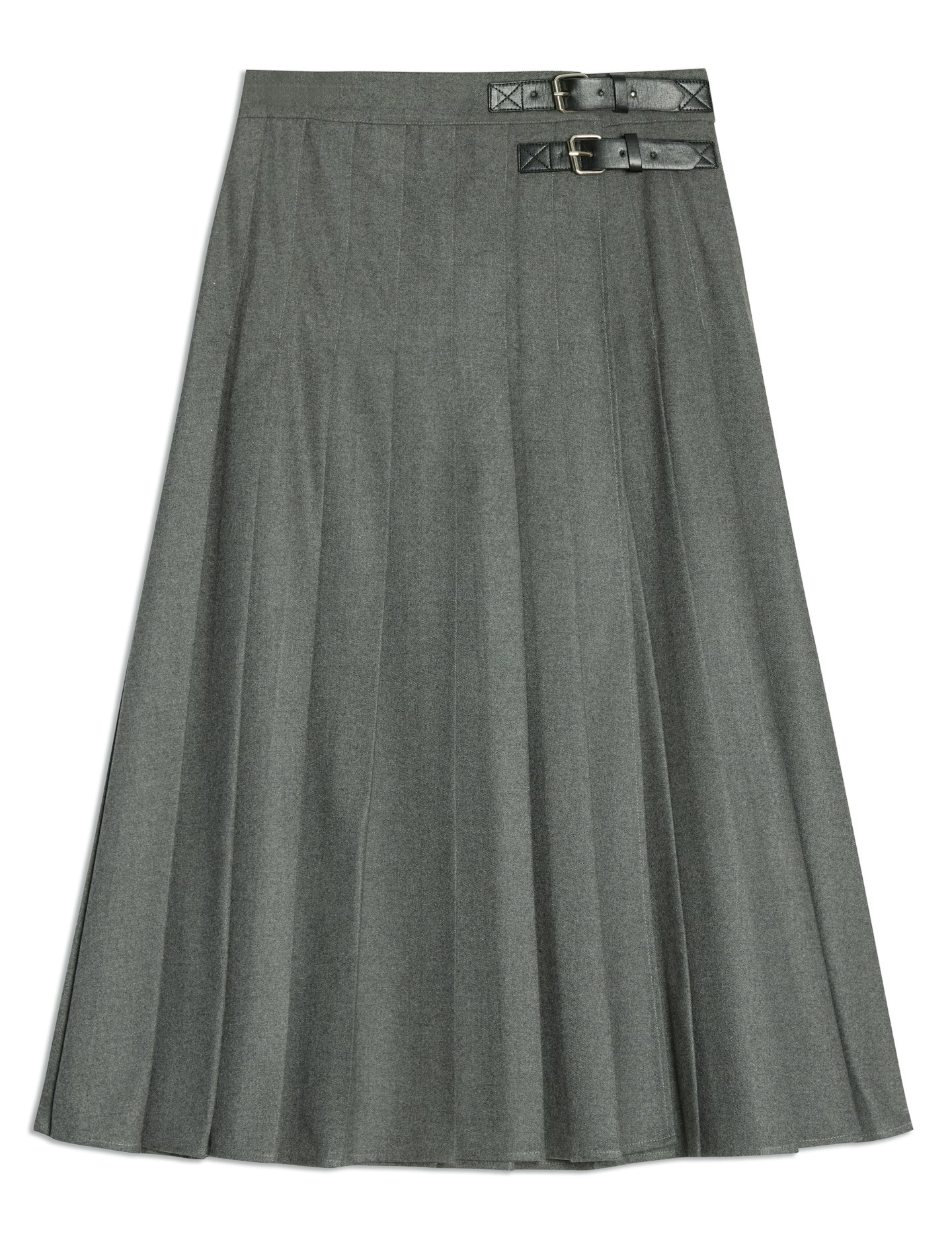 Albaray Grey Flannel Pleat Midi Skirt