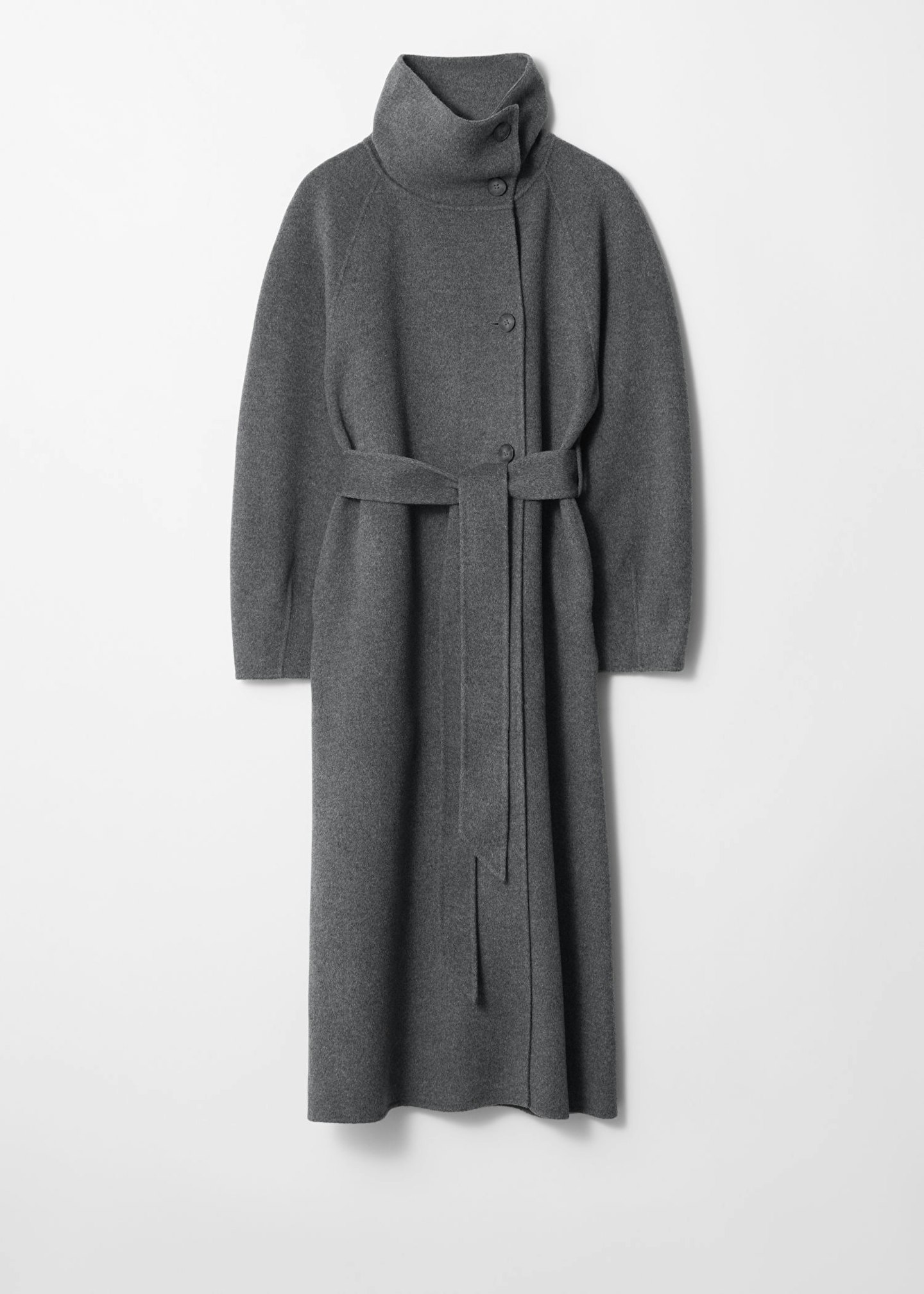 Funnel-Collar Wool Coat