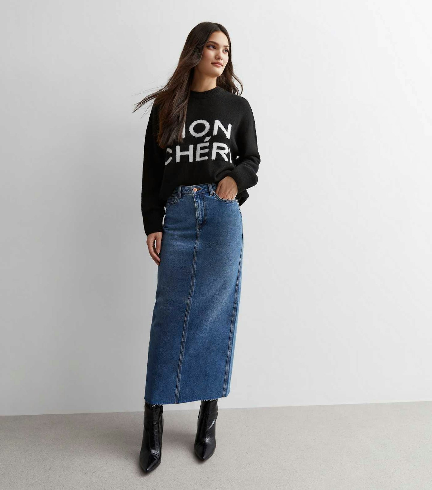 New Look, Blue Denim Tulip Maxi Skirt