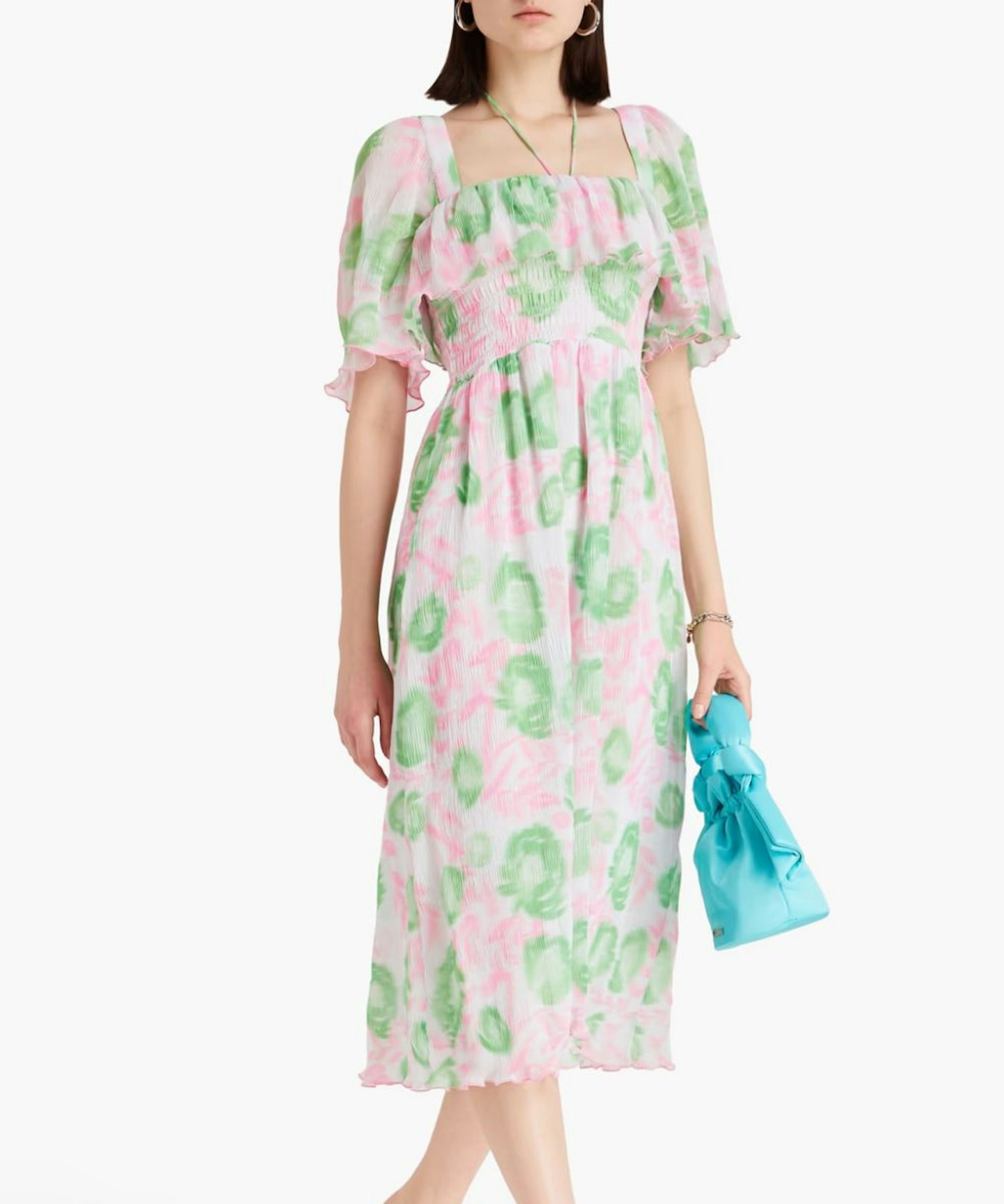 GANNI Sirred Printed Georgette Midi Dress