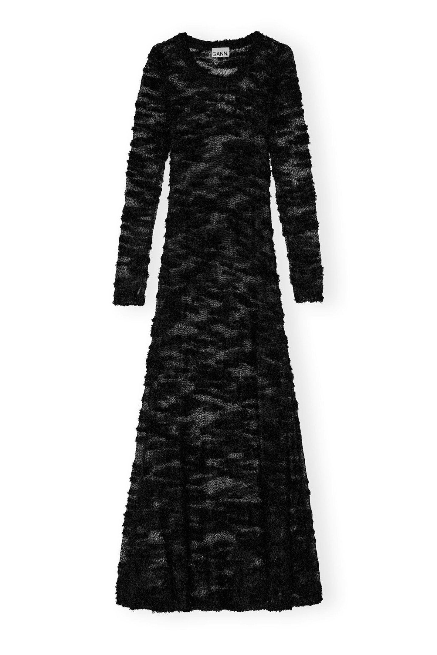 Ganni Black Bouclé Maxi Dress