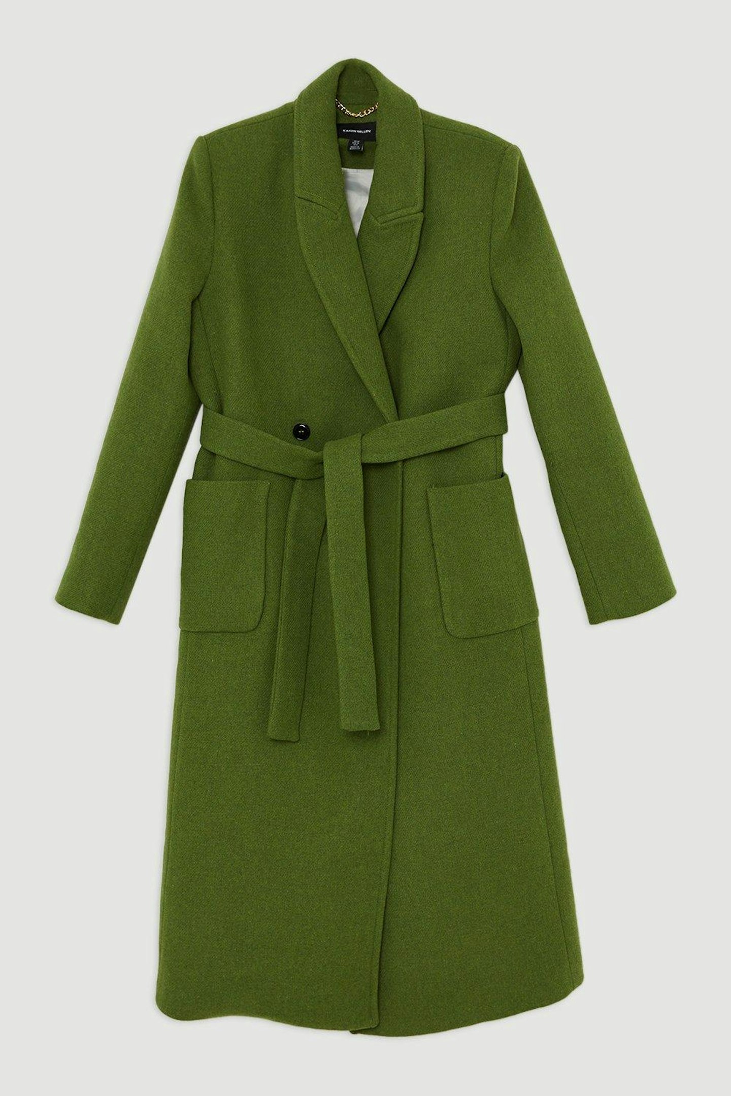 Mango, Italian Manteco Wool Blend Wrap Belted Tailored Midi Coat 