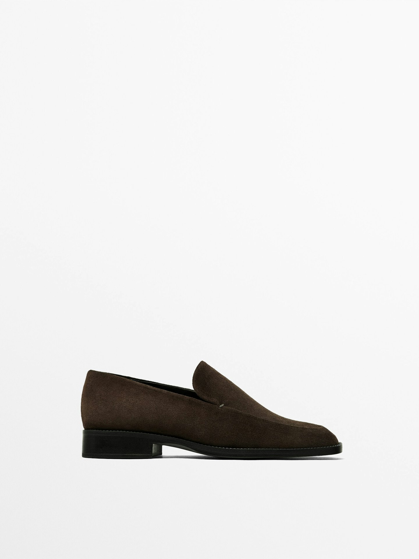 Massimo Dutti Square-Toe Split Suede Loafers