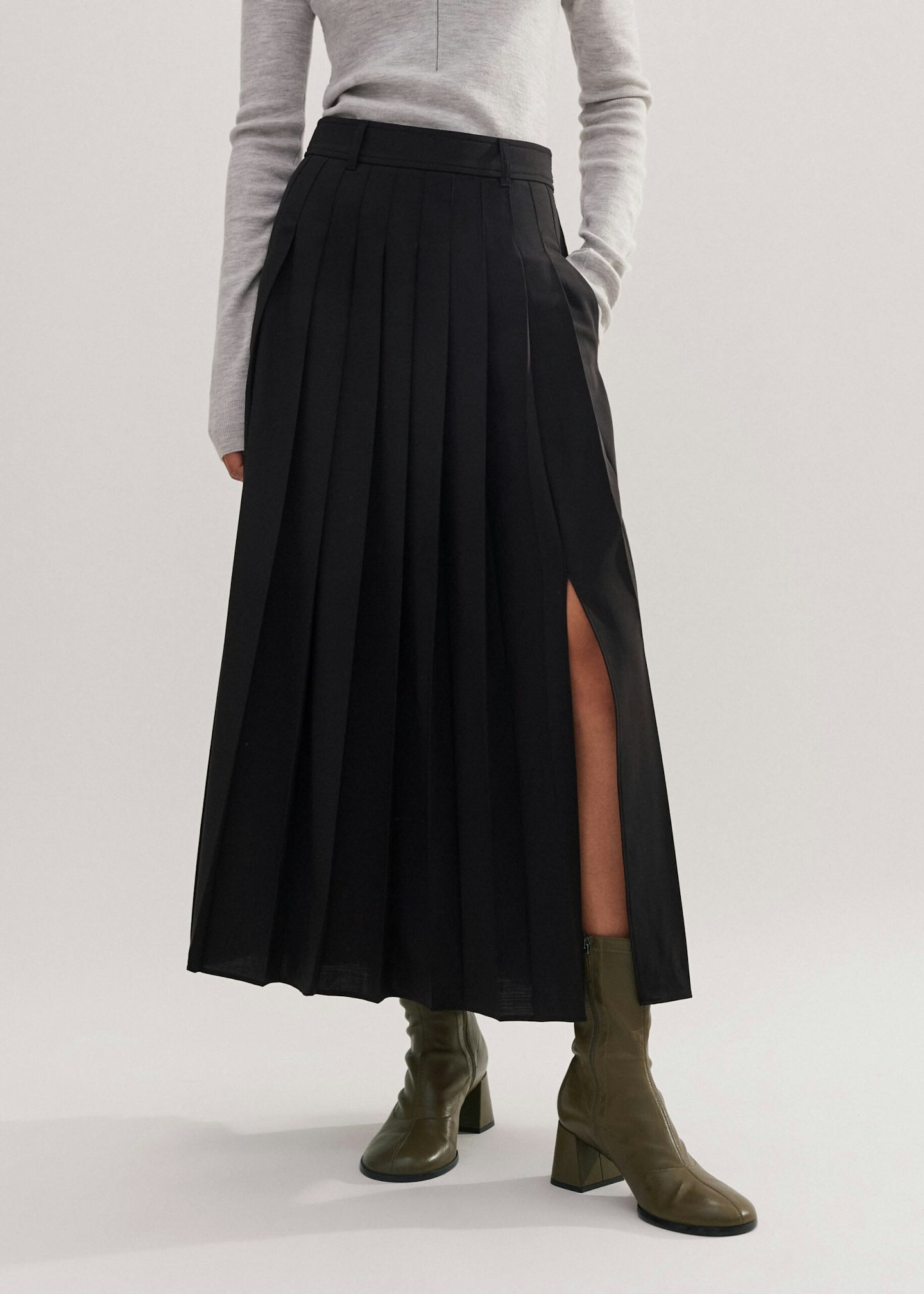 Me+Em Wool-Blend Pleated Skirt