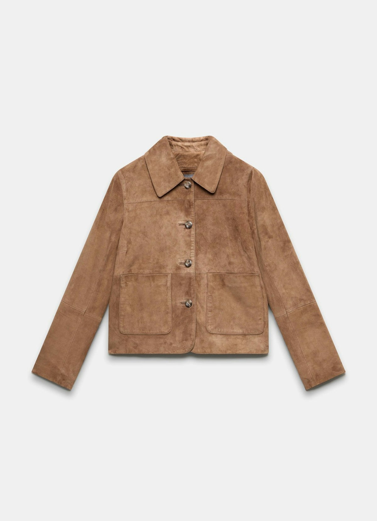 Suede Coat with Decorative Buttons