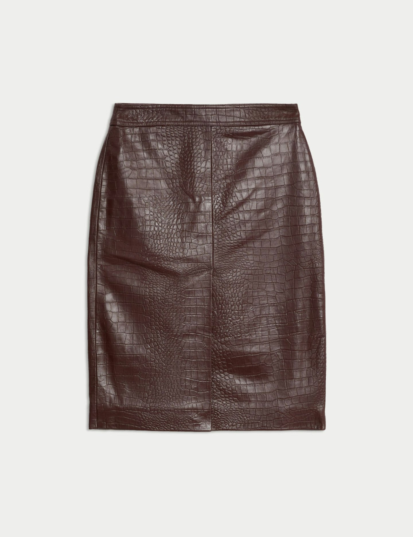 M&S Leather Croc Knee-Length Pencil Skirt