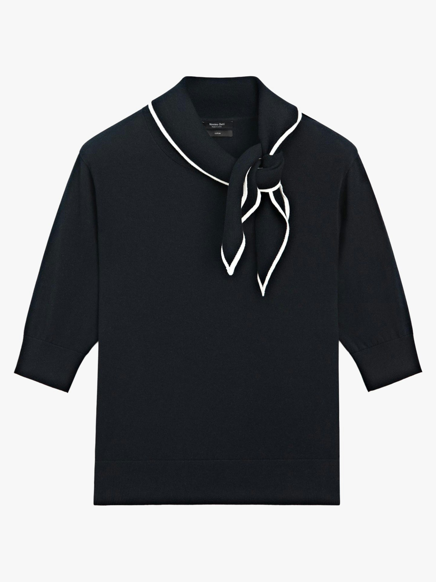 Massimo Dutti, 100% Cotton knit Jumper With Scarf Detail