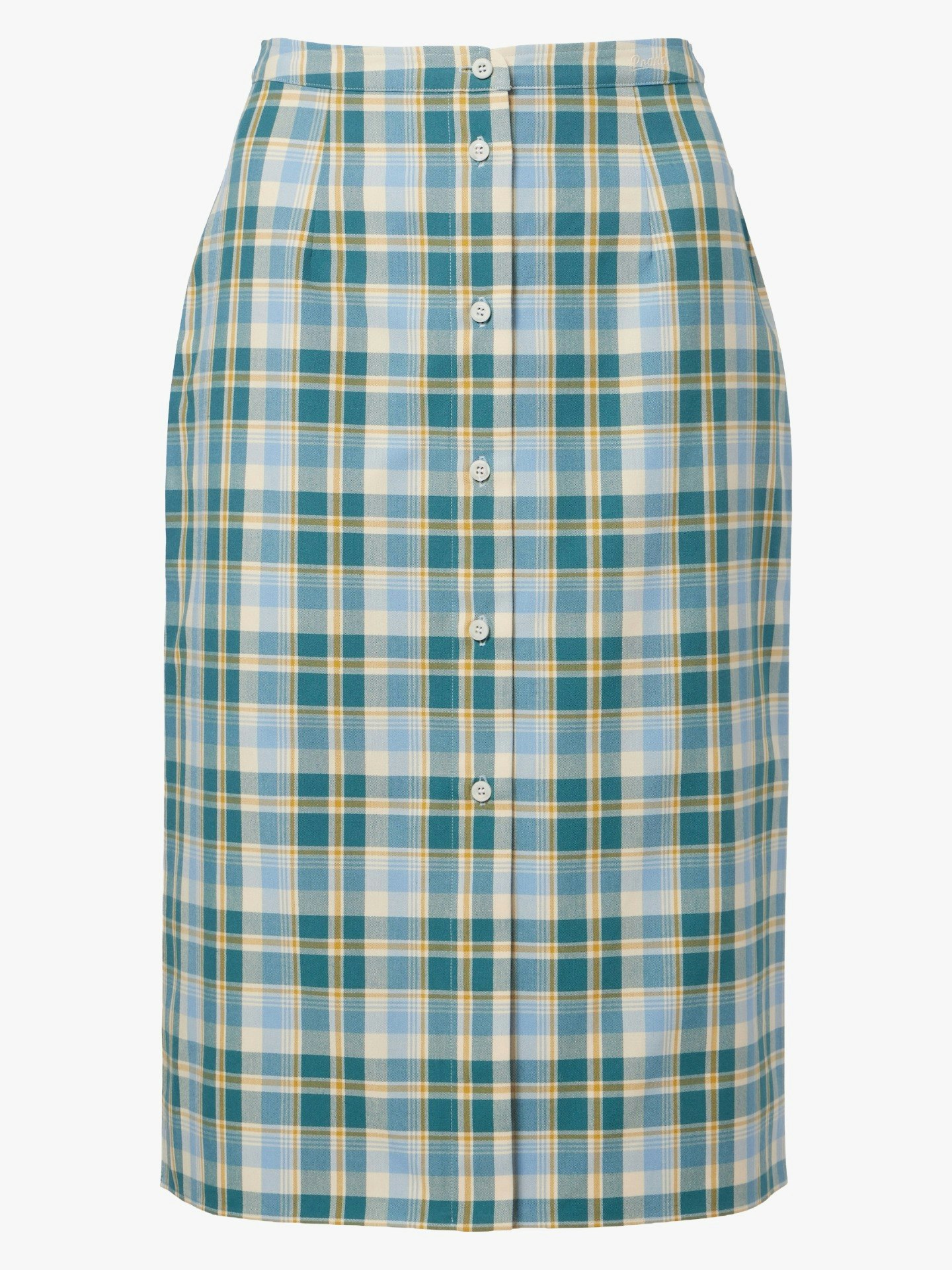 Prada, Plaid Cotton Poplin Pencil Skirt