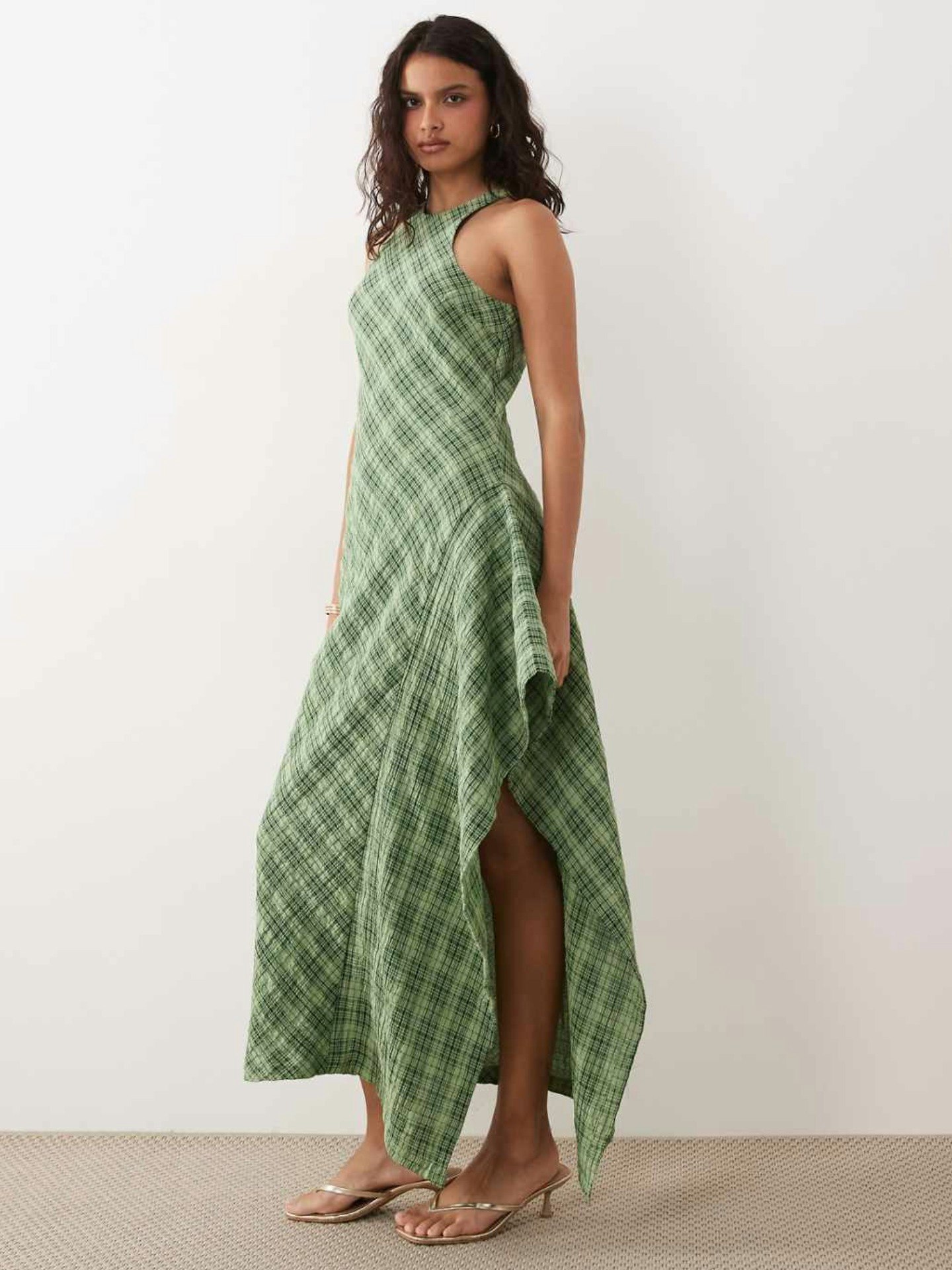 ASOS, Racer Midi Dress With Side Ruffle Detail