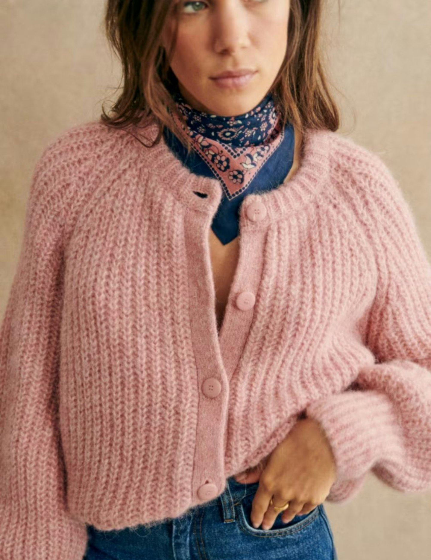 Emile Cardigan, Mottled Pink