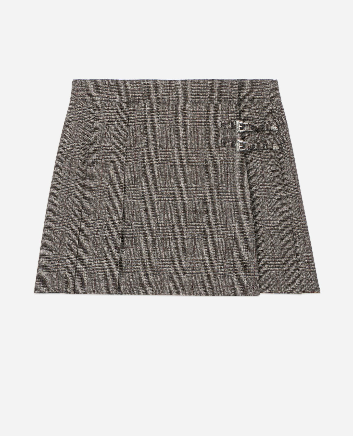 The Kooples Prince Of Wales Short Pleated Wool Wrap Skirt