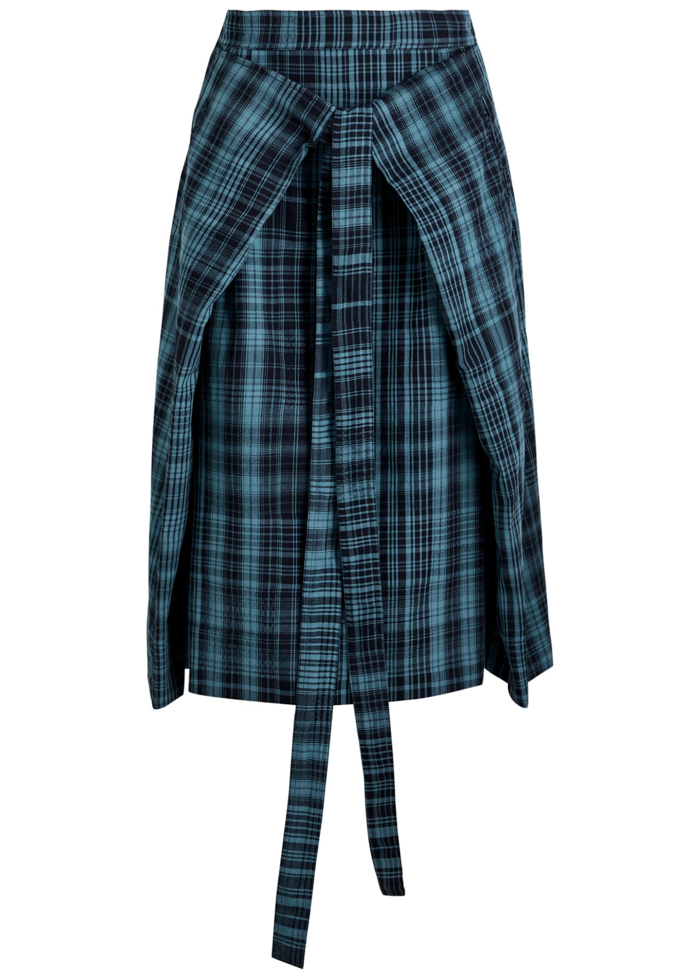 YMC George Checked Cotton Midi Skirt