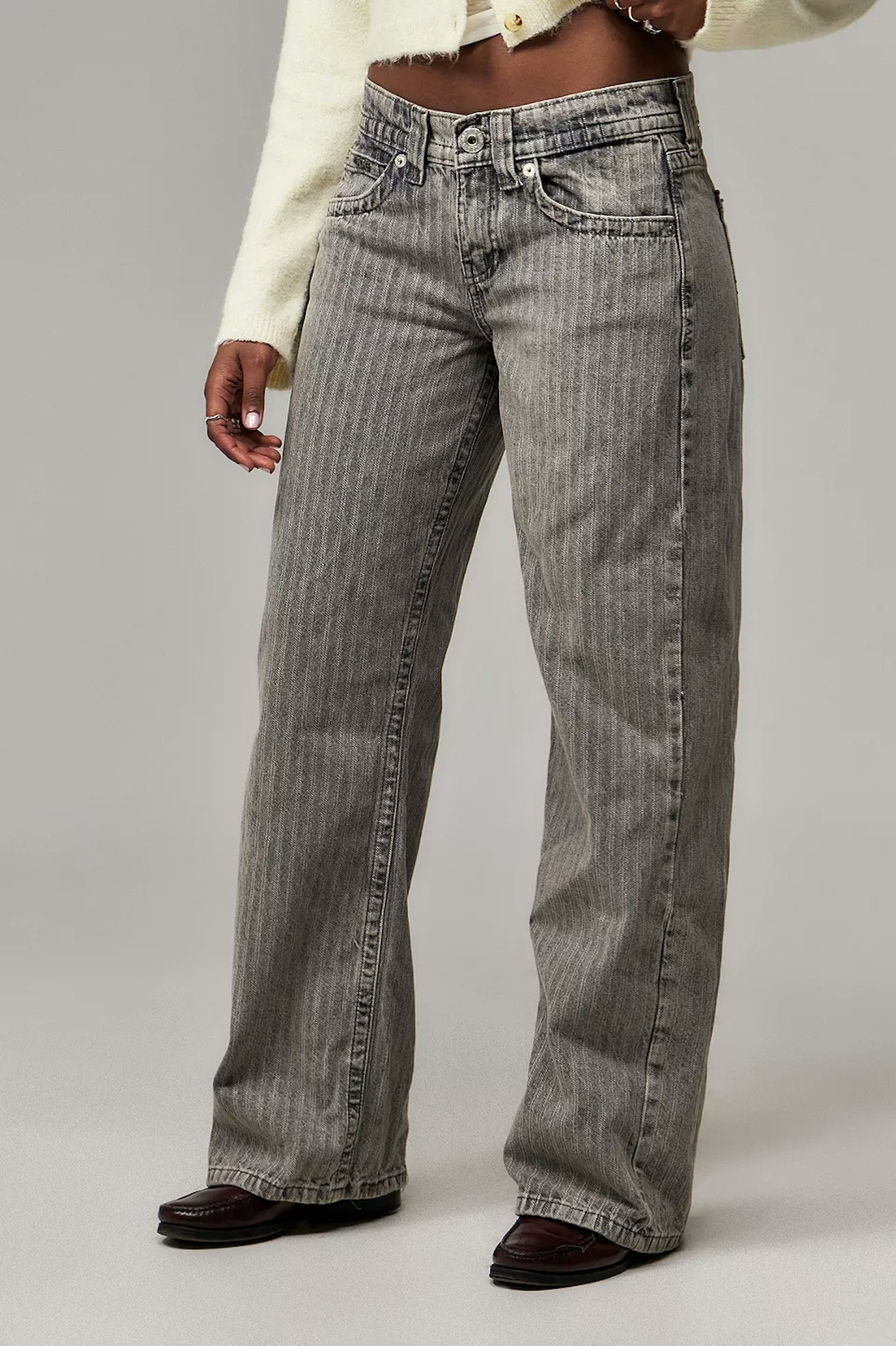 Urban Outfitters, BDG Kayla Lowrider Grey Stripe Jeans