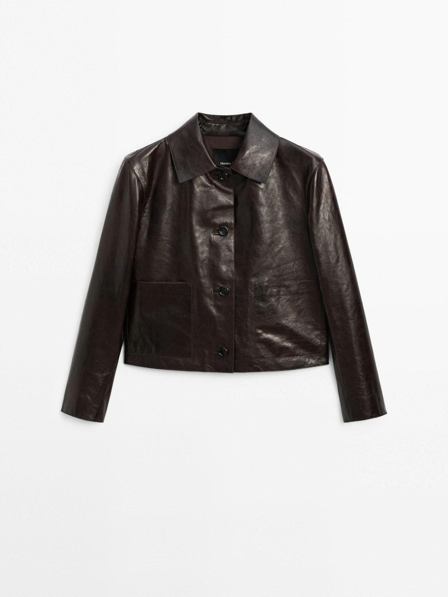 massimo dutti nappa leather brown jacket