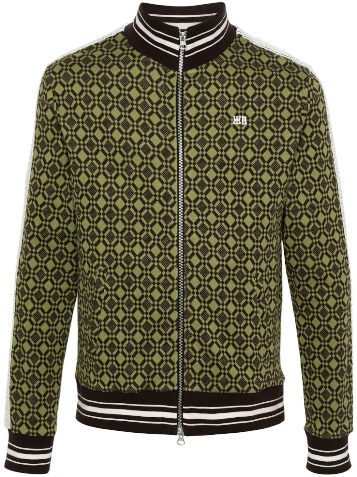 Wales Bonner, Power Track Top Cotton Jacquard Olive Dark Brown