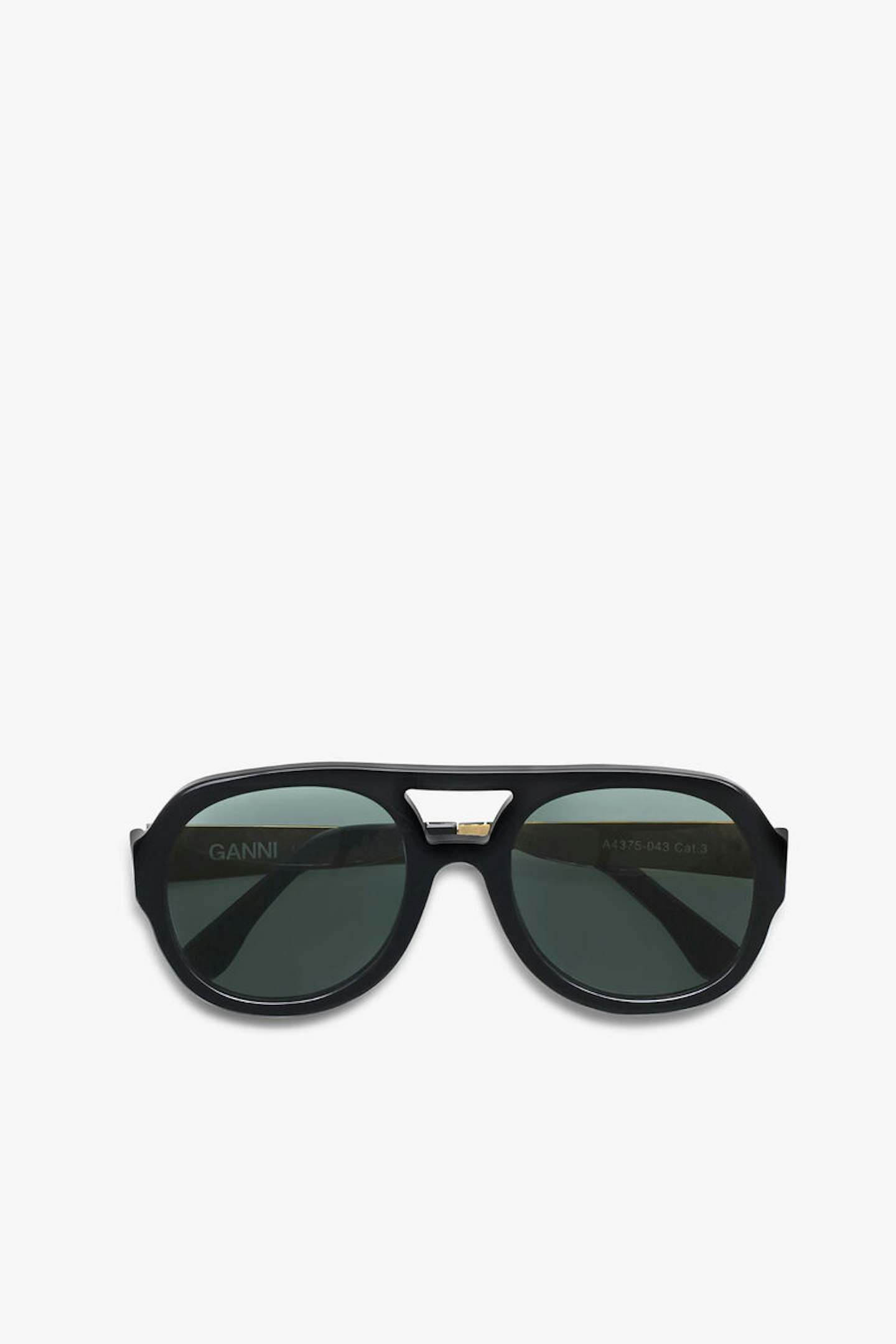 Ganni, Black Chunky Aviator Sunglasses