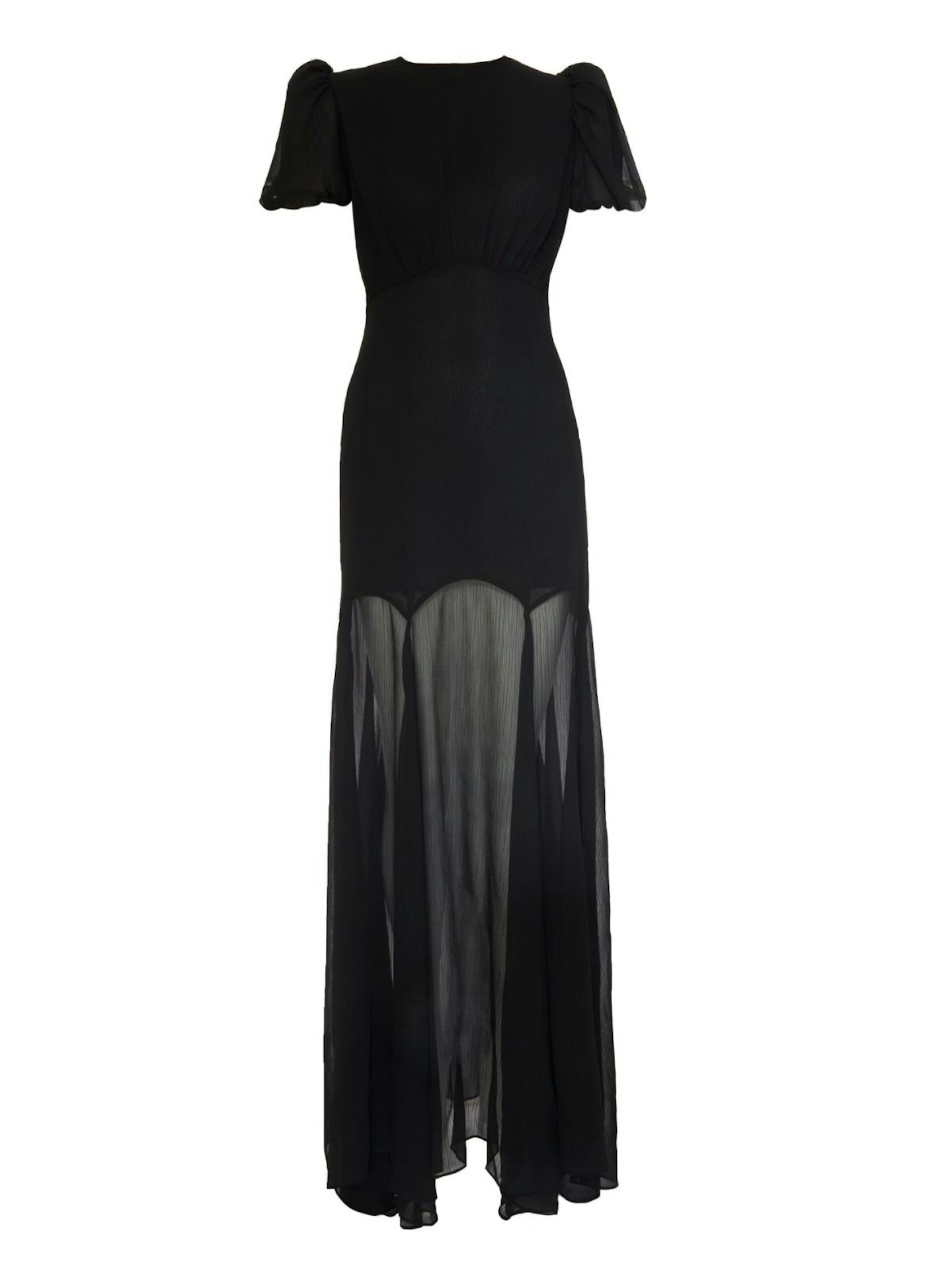 De La Vali, Agua Maxi Dress In Black Crinkle Chiffon