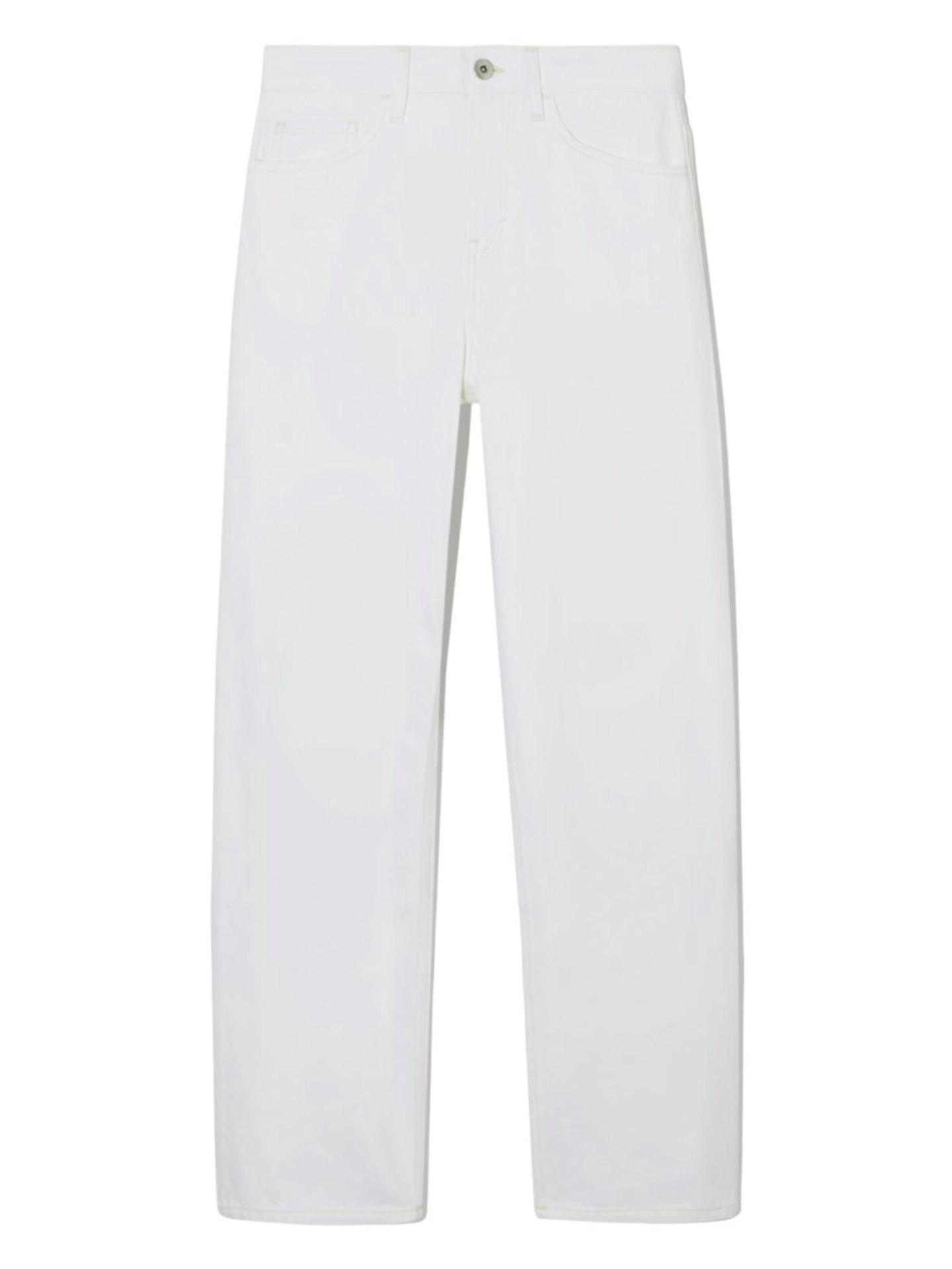 Column Straight-Leg Jeans, White