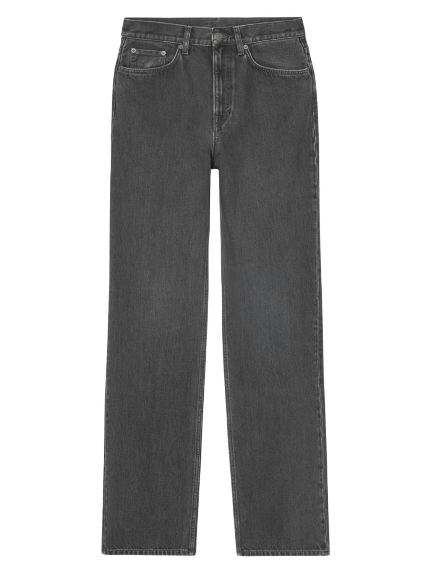 Column Straight-Leg Jeans, Washed Black