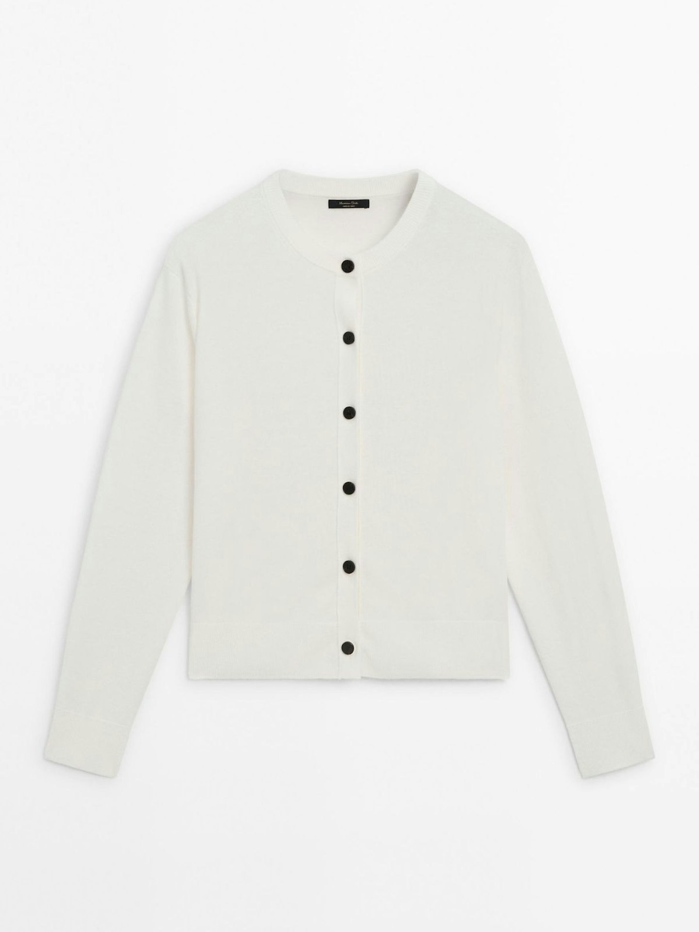 Crew Neck Knit Cardigan - Cream