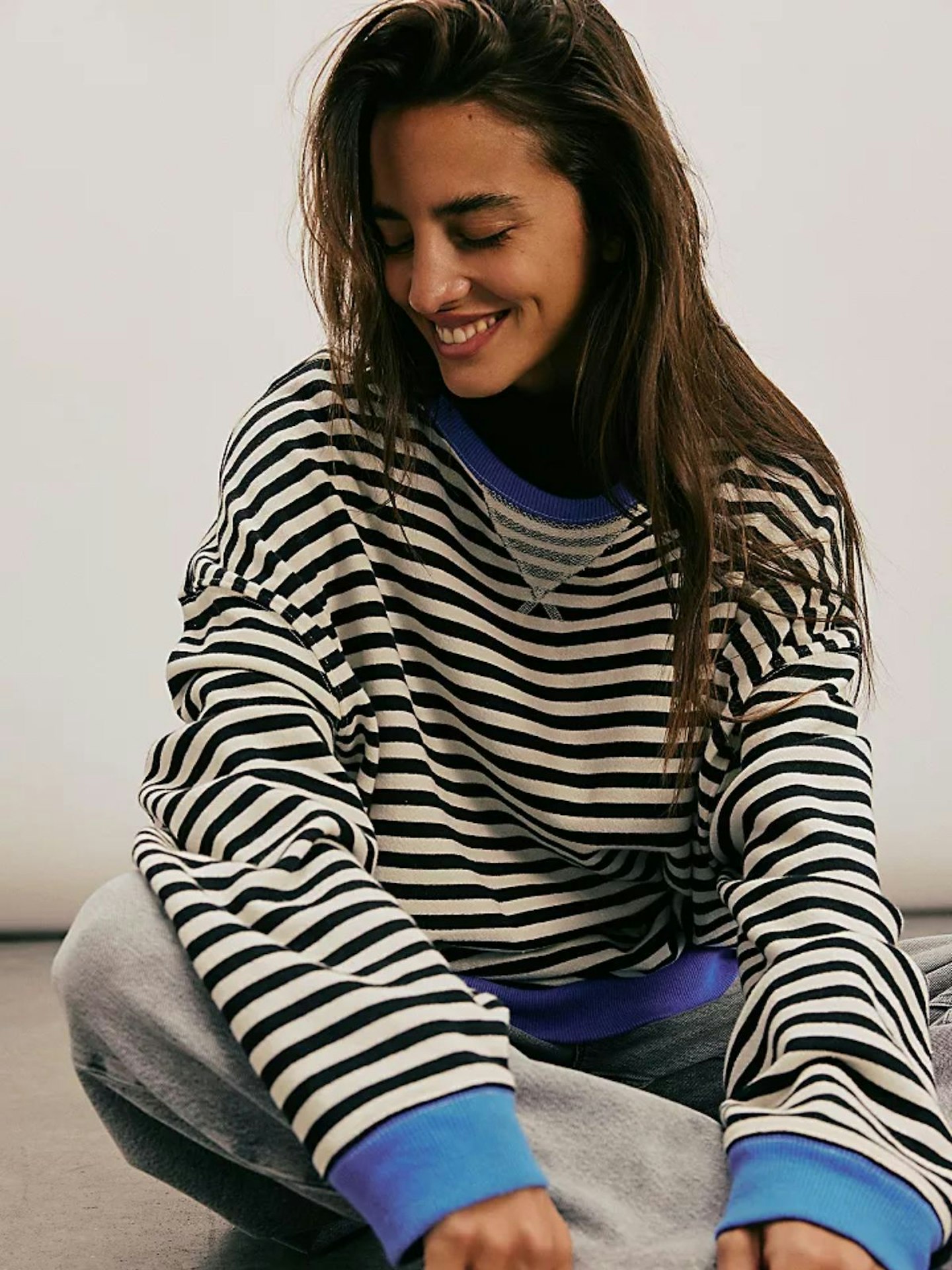 Free People, Classic Striped Oversized Crewneck