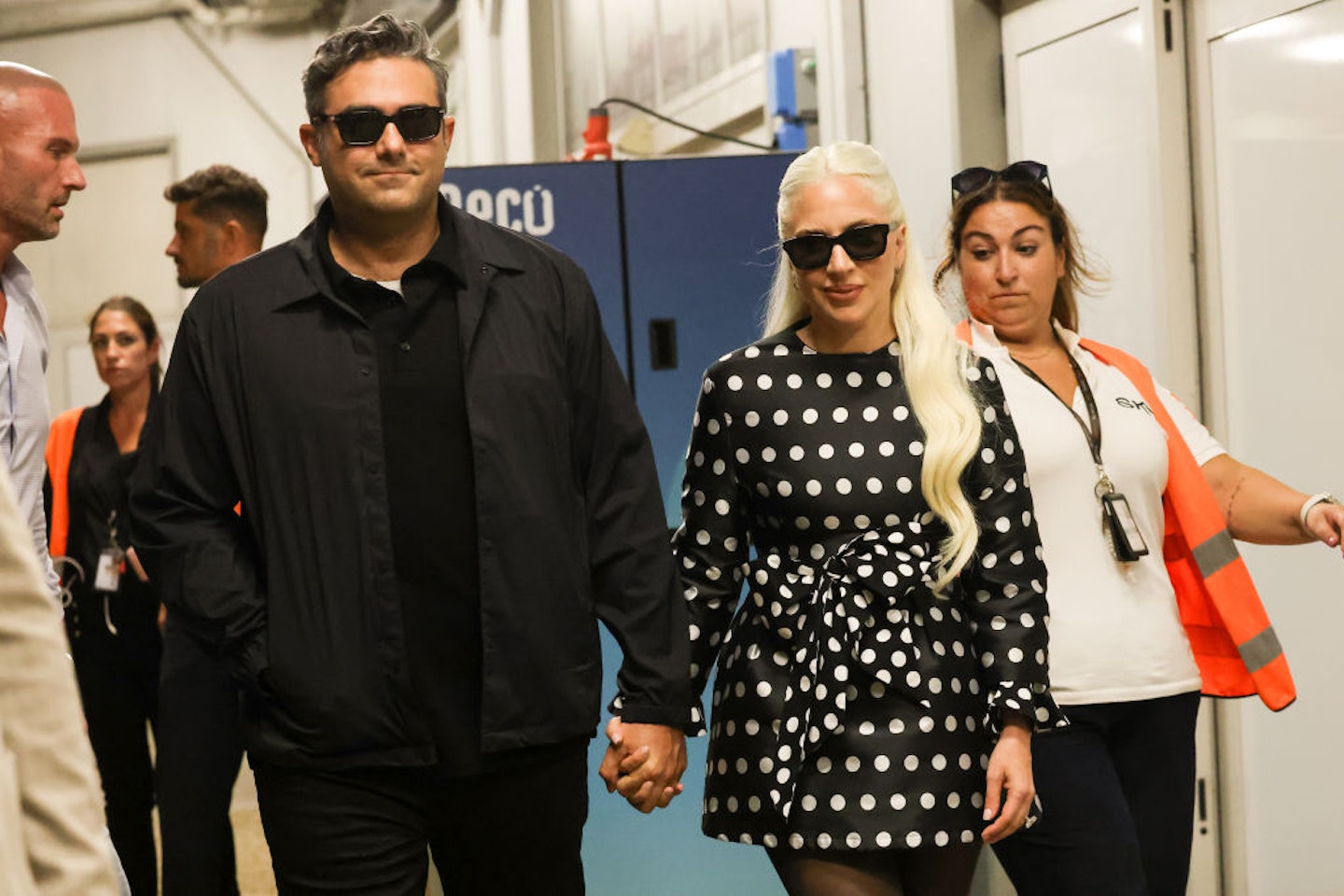 Lady Gaga and Michael Polansky at Venice airport at the 81st Venice International Film Festival in September 2024. (Photo by Franco Origlia/Getty Images)