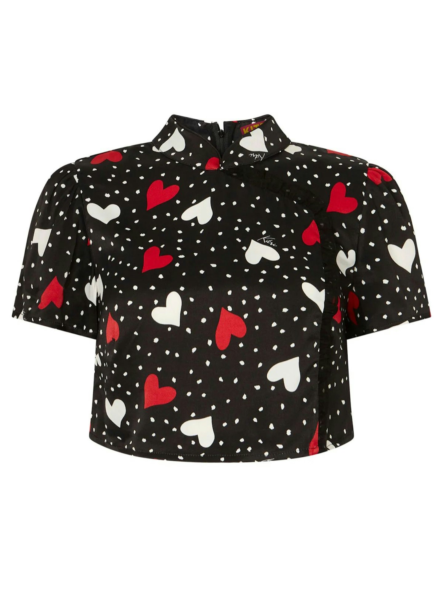 KITRI, Pearl Red Heart Print Top