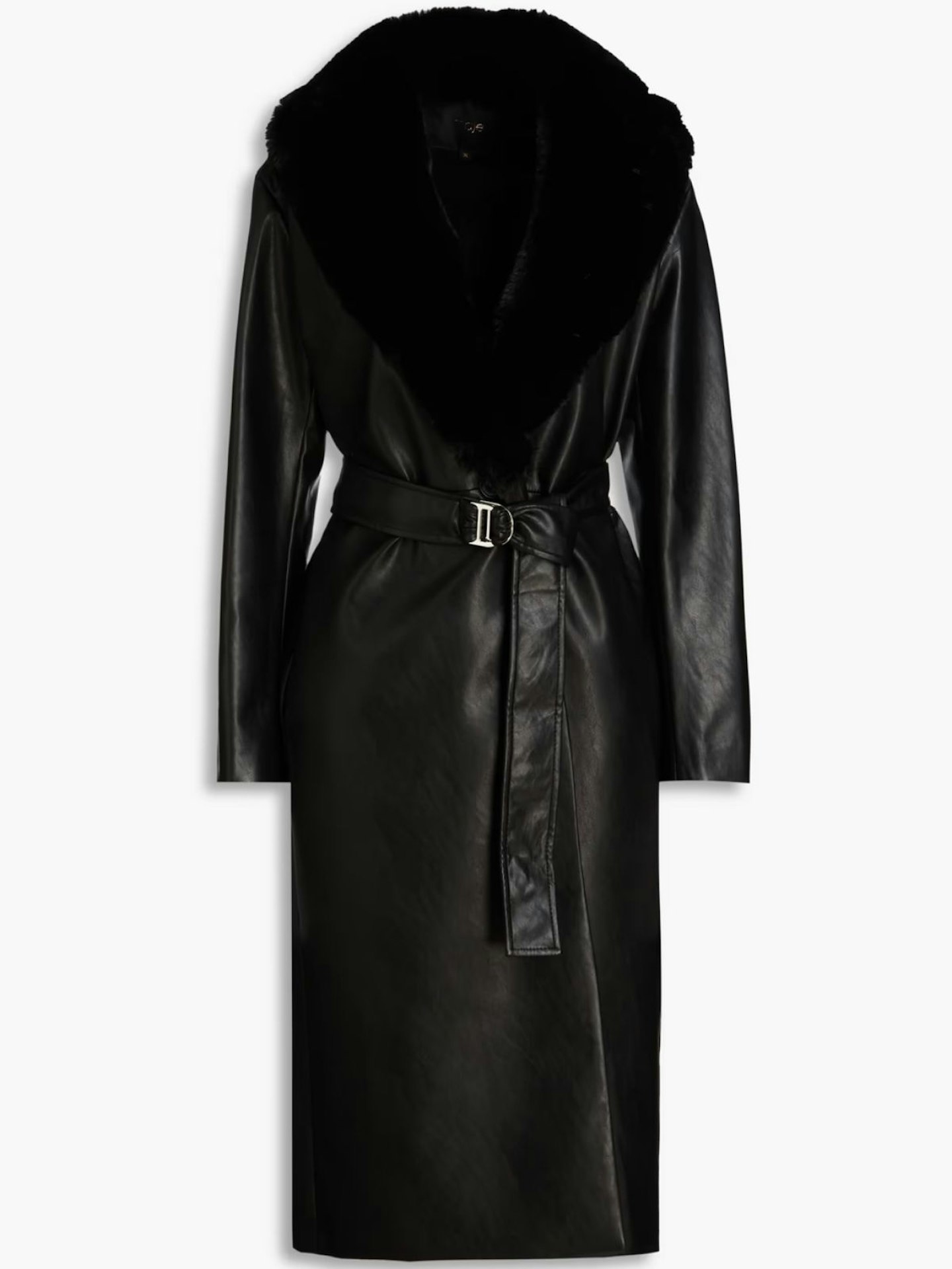 MAJE, Belted Faux Leather Coat