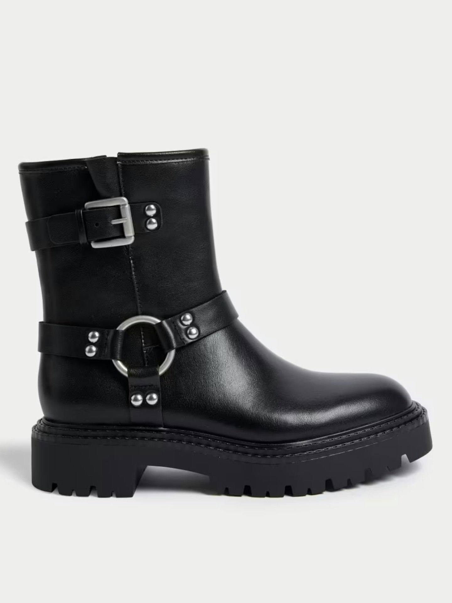 M&S Biker Buckle Flatform Ankle Boots