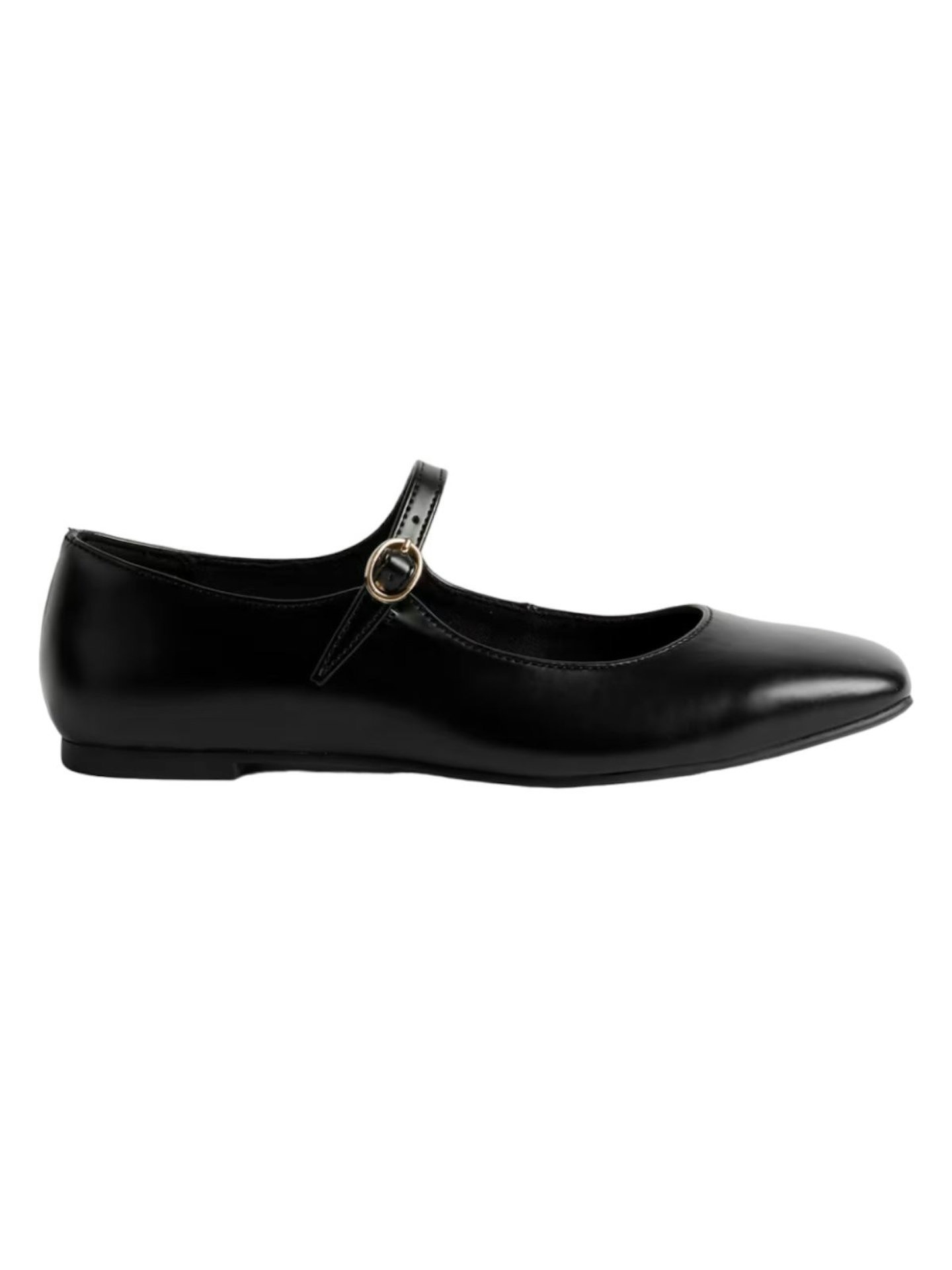 M&S Buckle Flat Square Toe Ballet Pumps