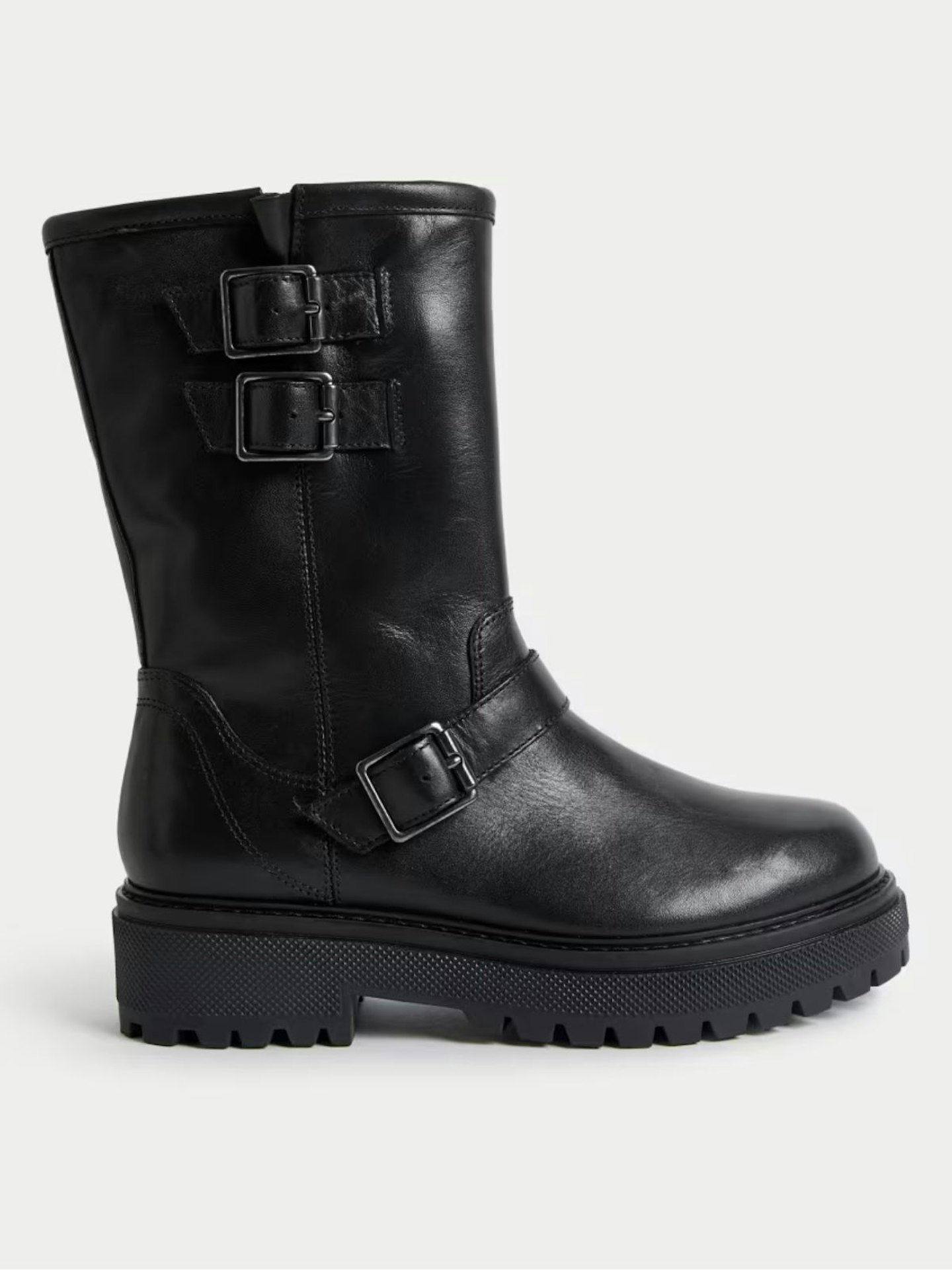 M&S, Leather Biker Buckle Flatform Boots