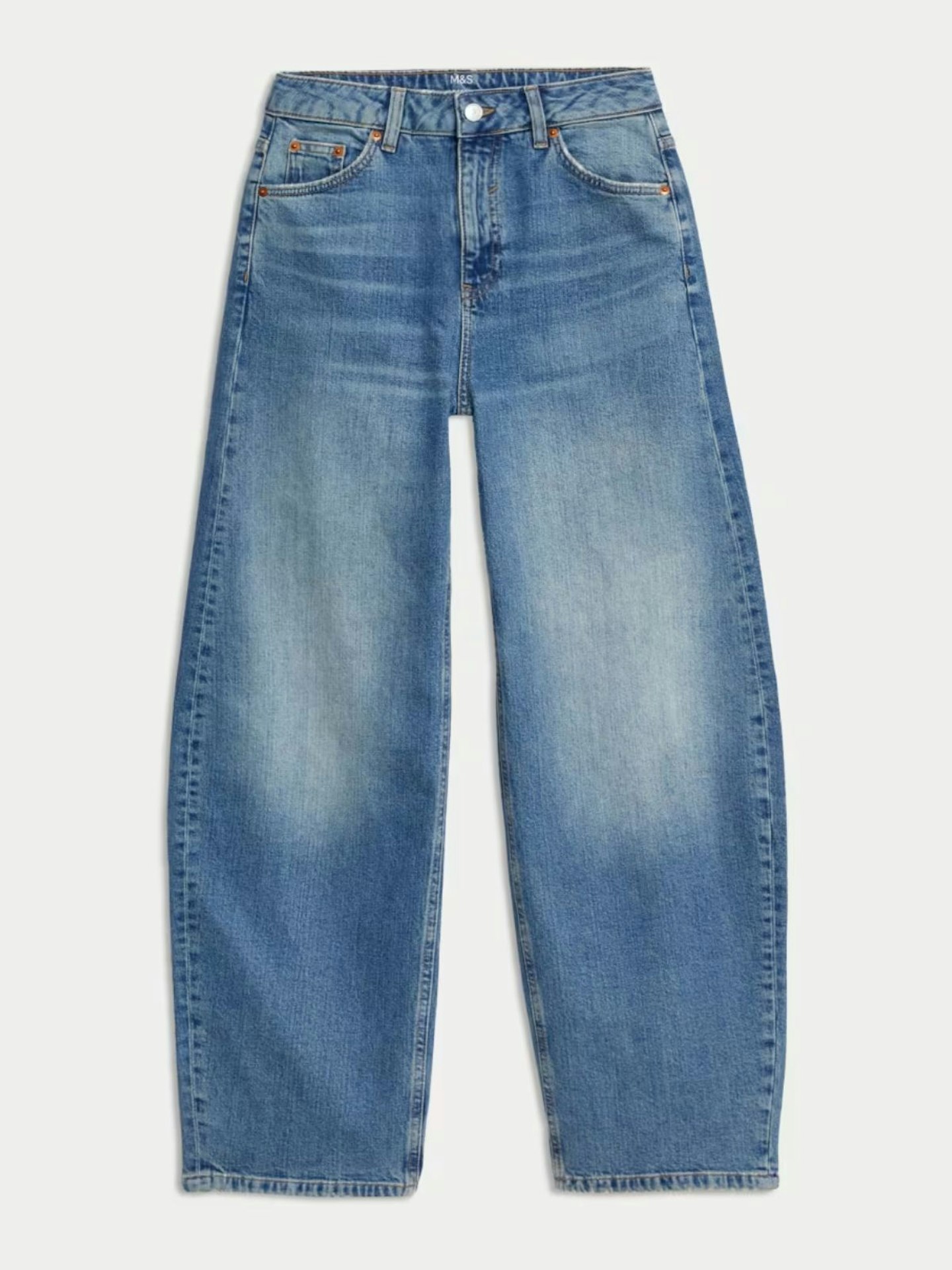 M&S Mid Rise Relaxed Horseshoe Jeans