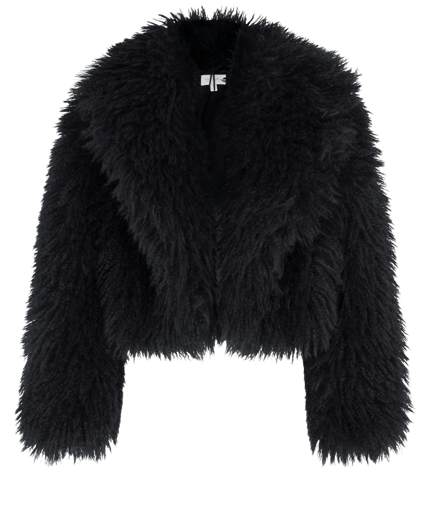 m&s x sienna miller black faux fur coat 