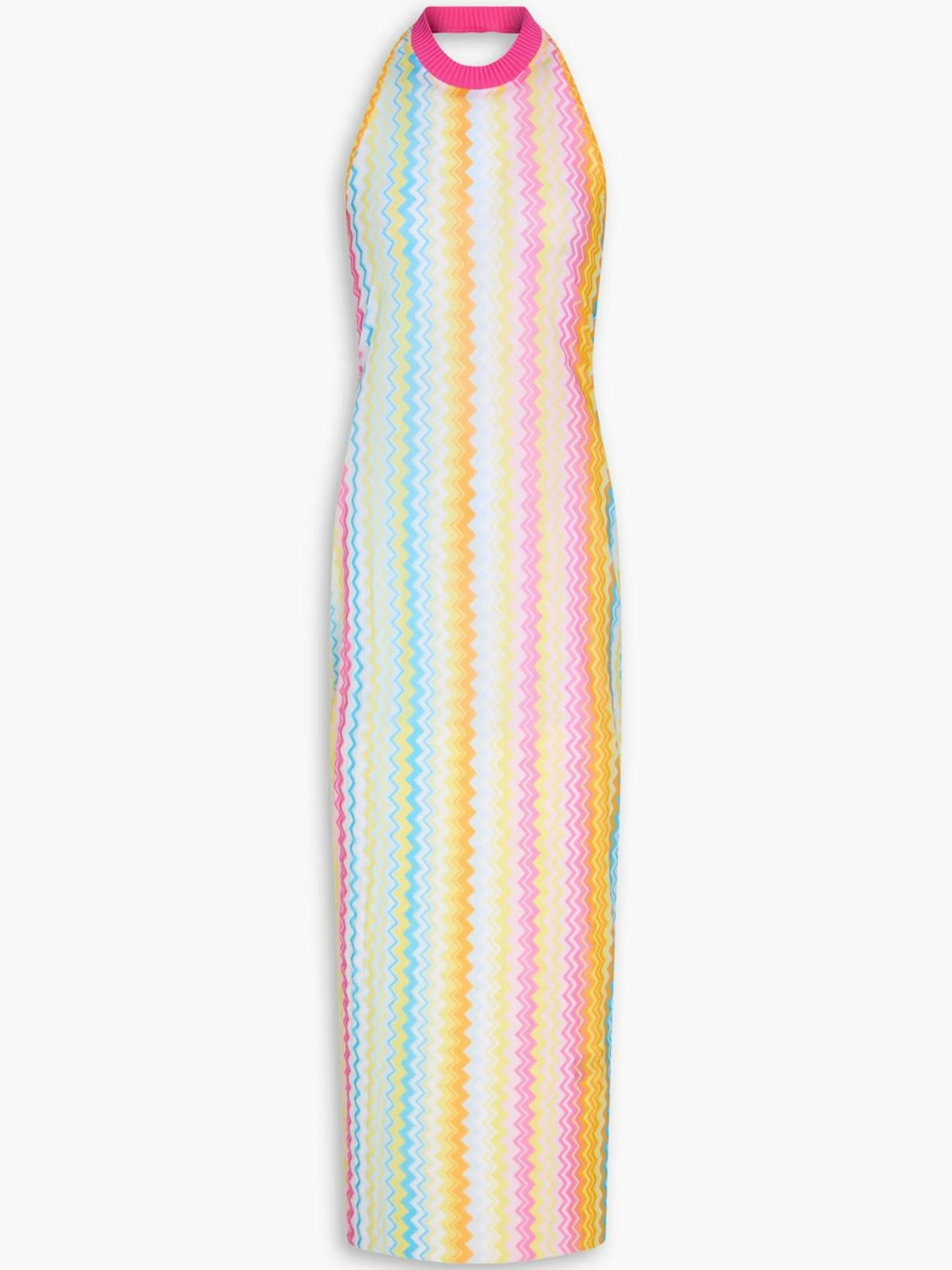 Missoni, Printed Stretch-Tulle Halterneck Maxi Dress